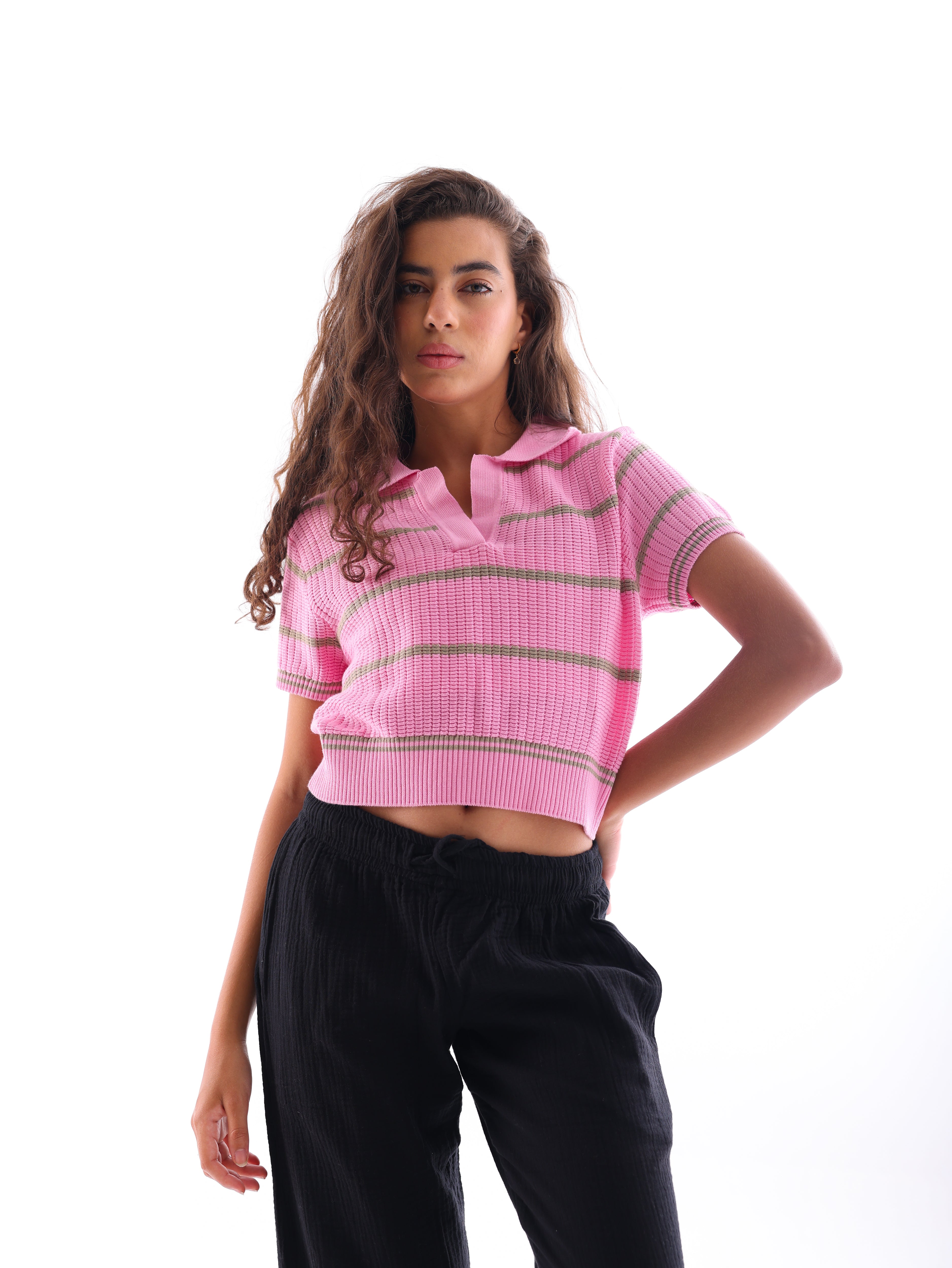 Striped Knitted Polo