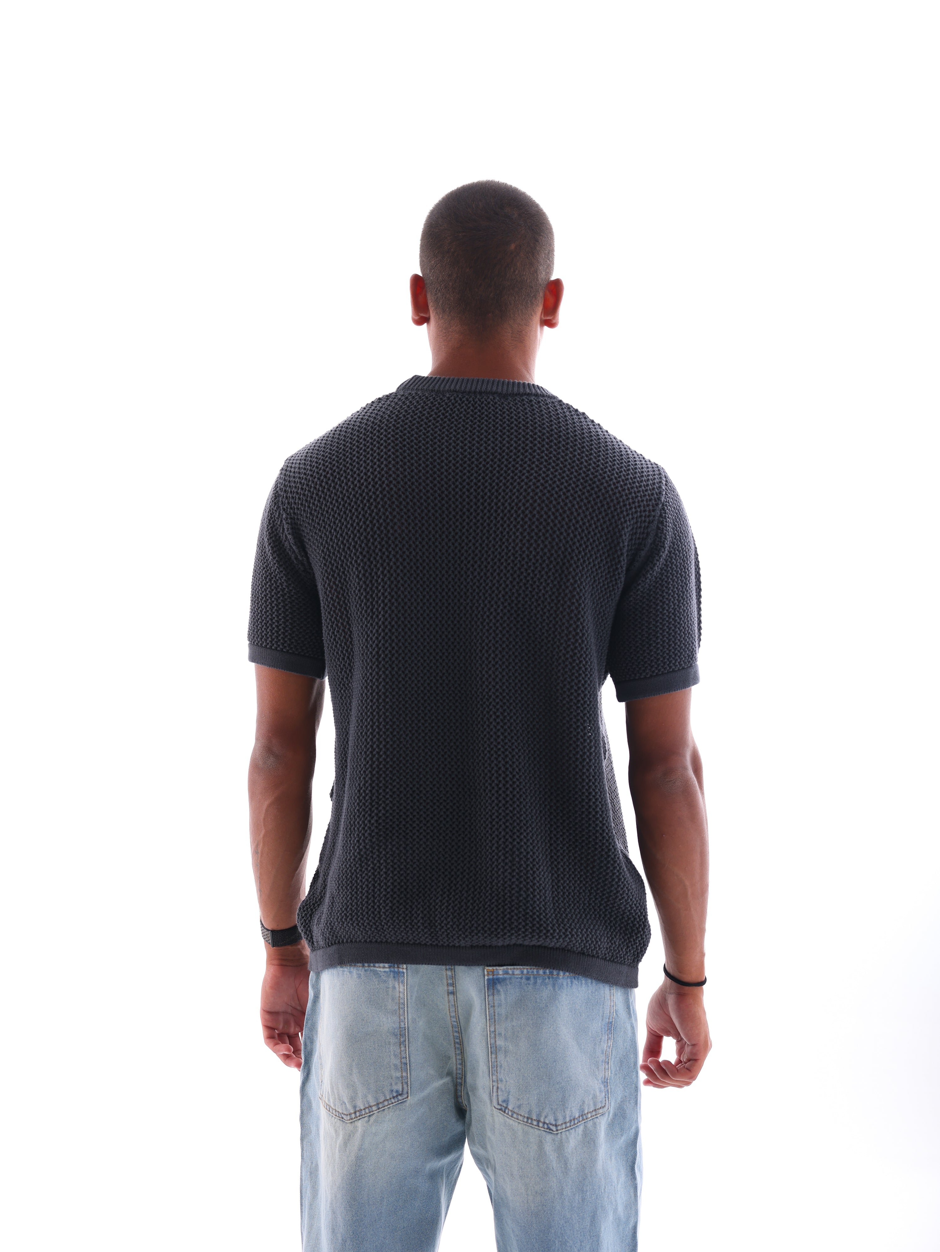 Round Mesh Knit T-Shirt