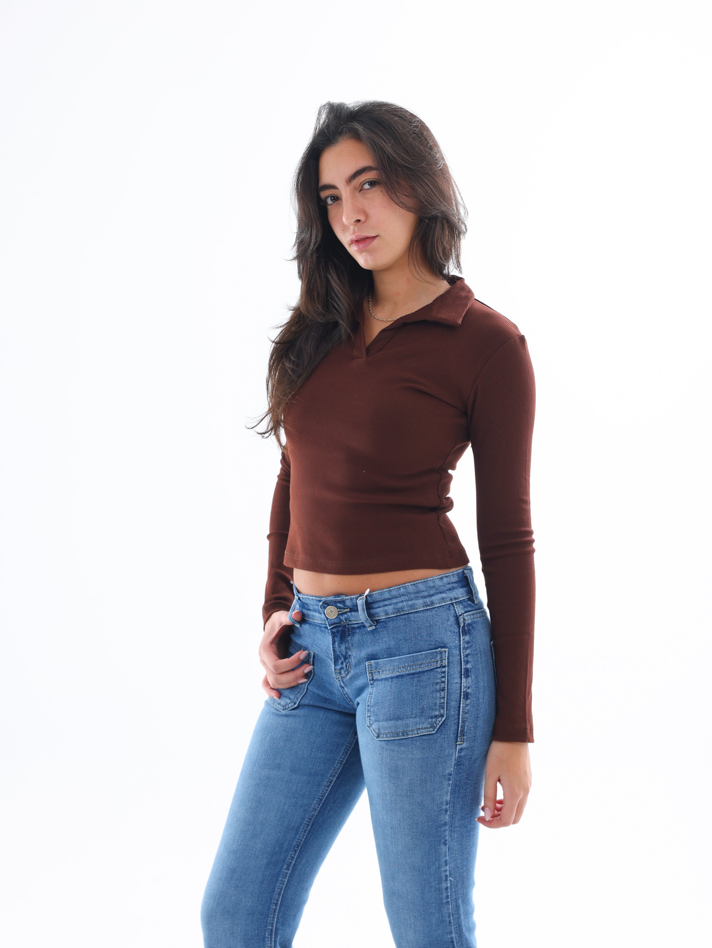 Ribbed Long-Sleeve Polo