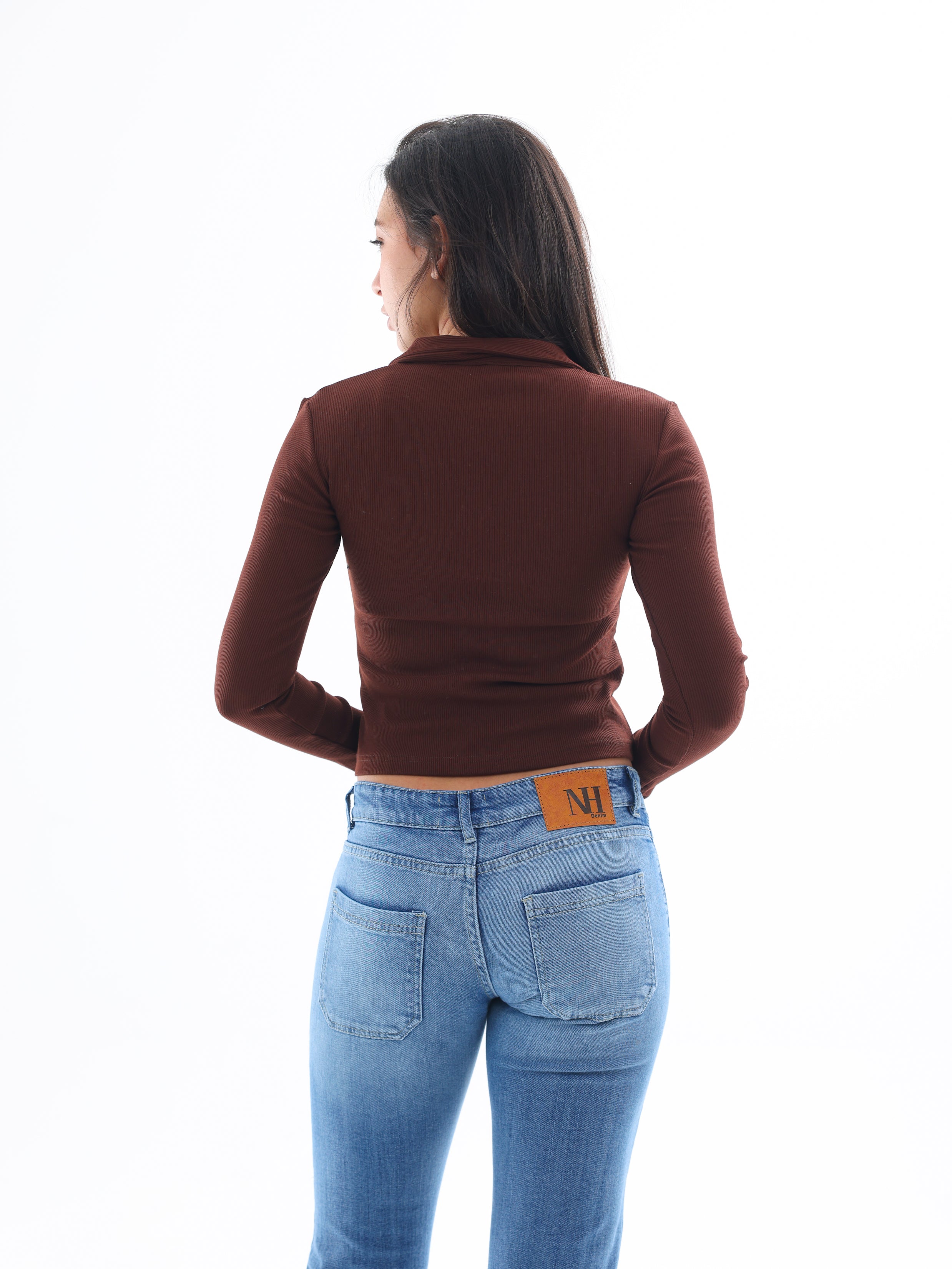 Ribbed Long-Sleeve Polo