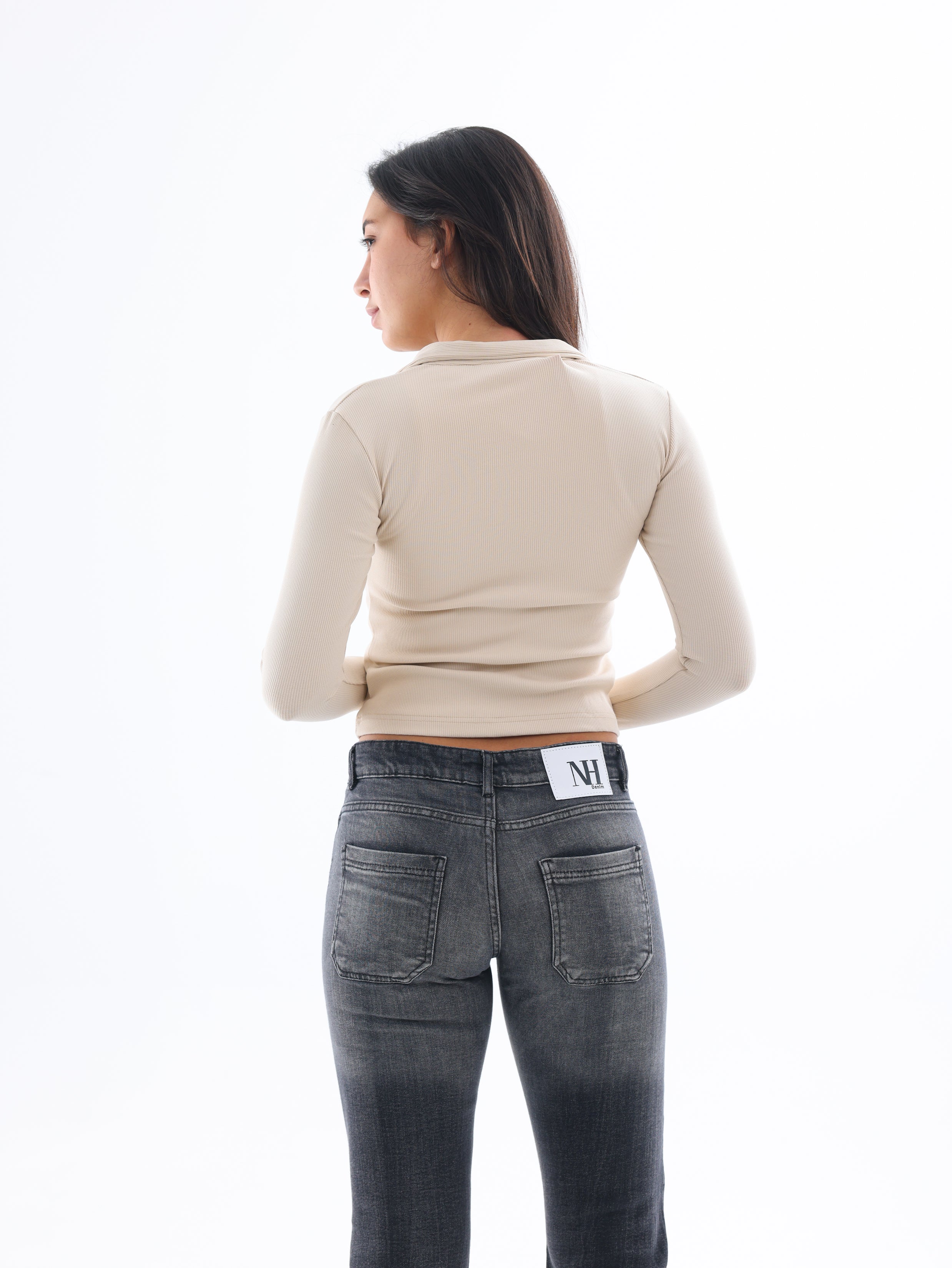 Ribbed Long-Sleeve Polo