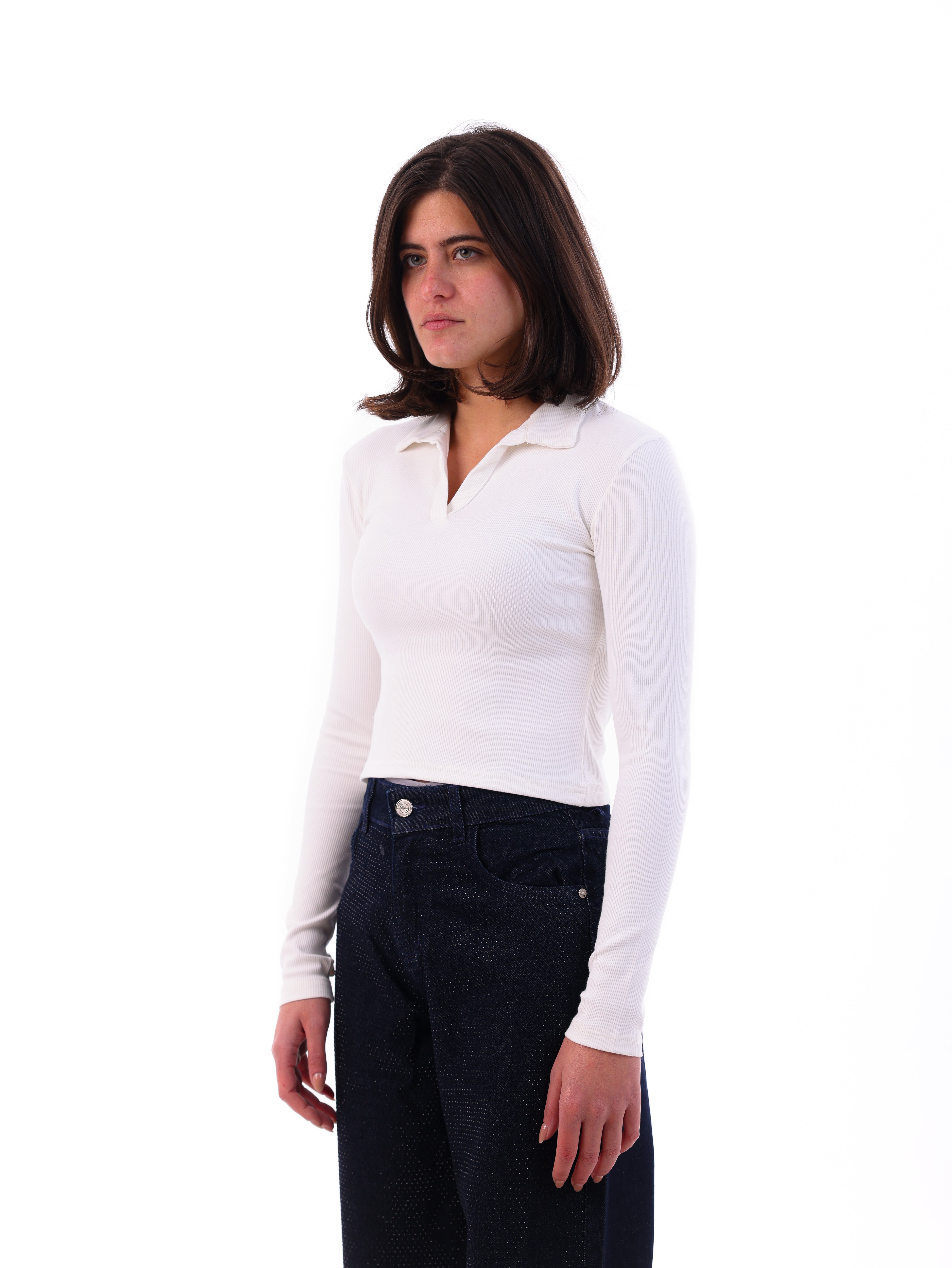Ribbed Long-Sleeve Polo