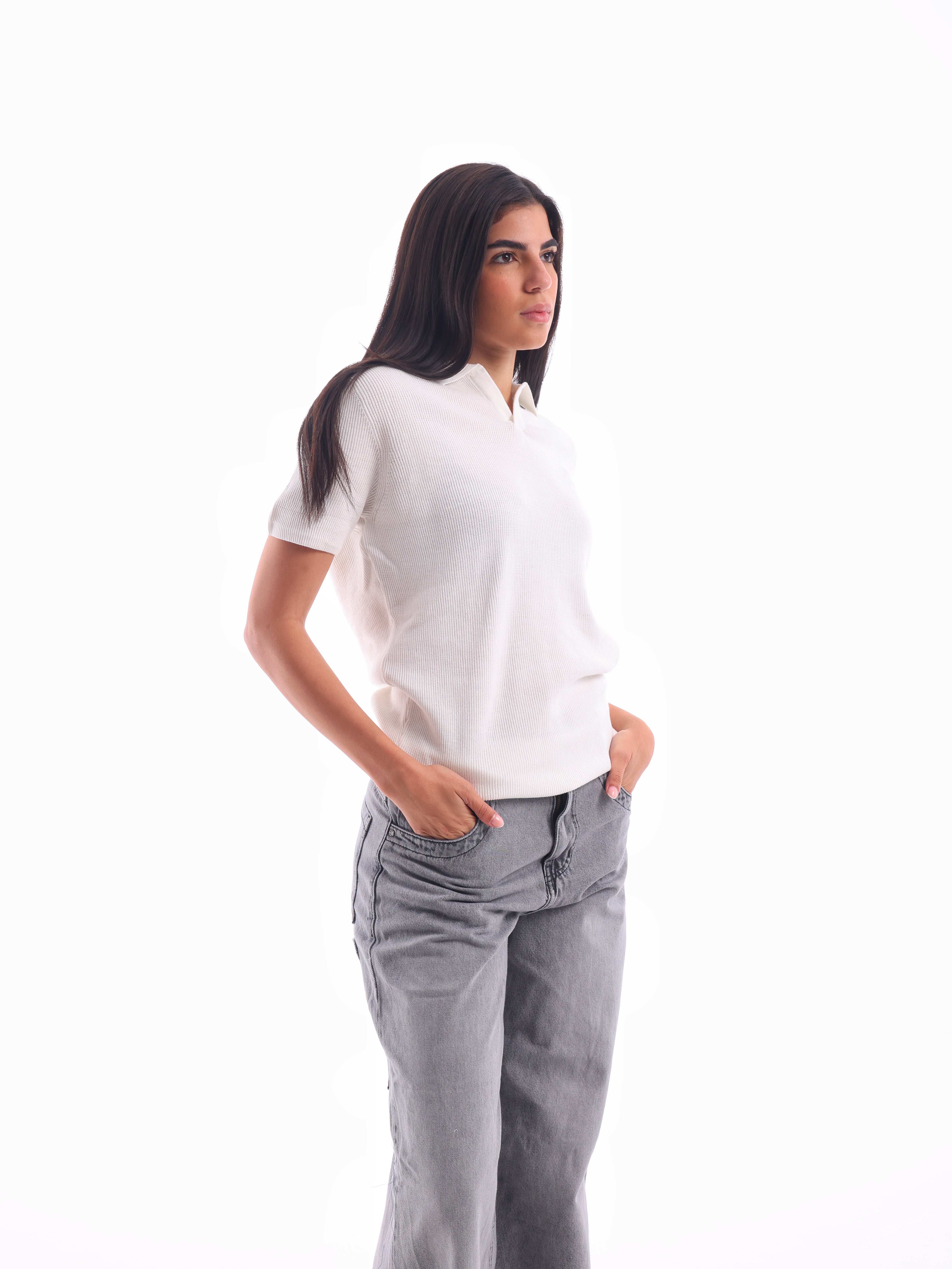 Ribbed Knitted Polo