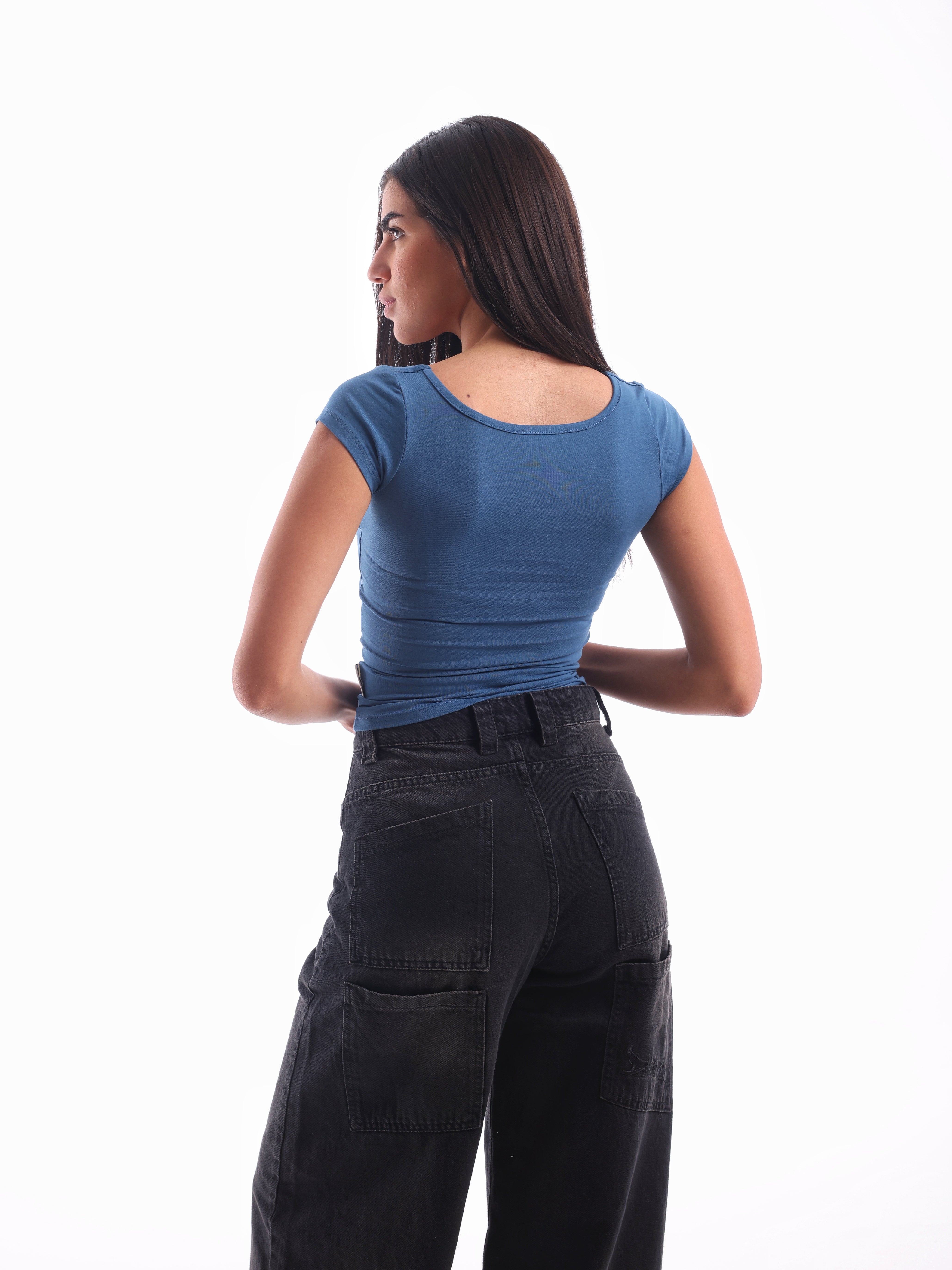 Scooped Quarter-Sleeve Top