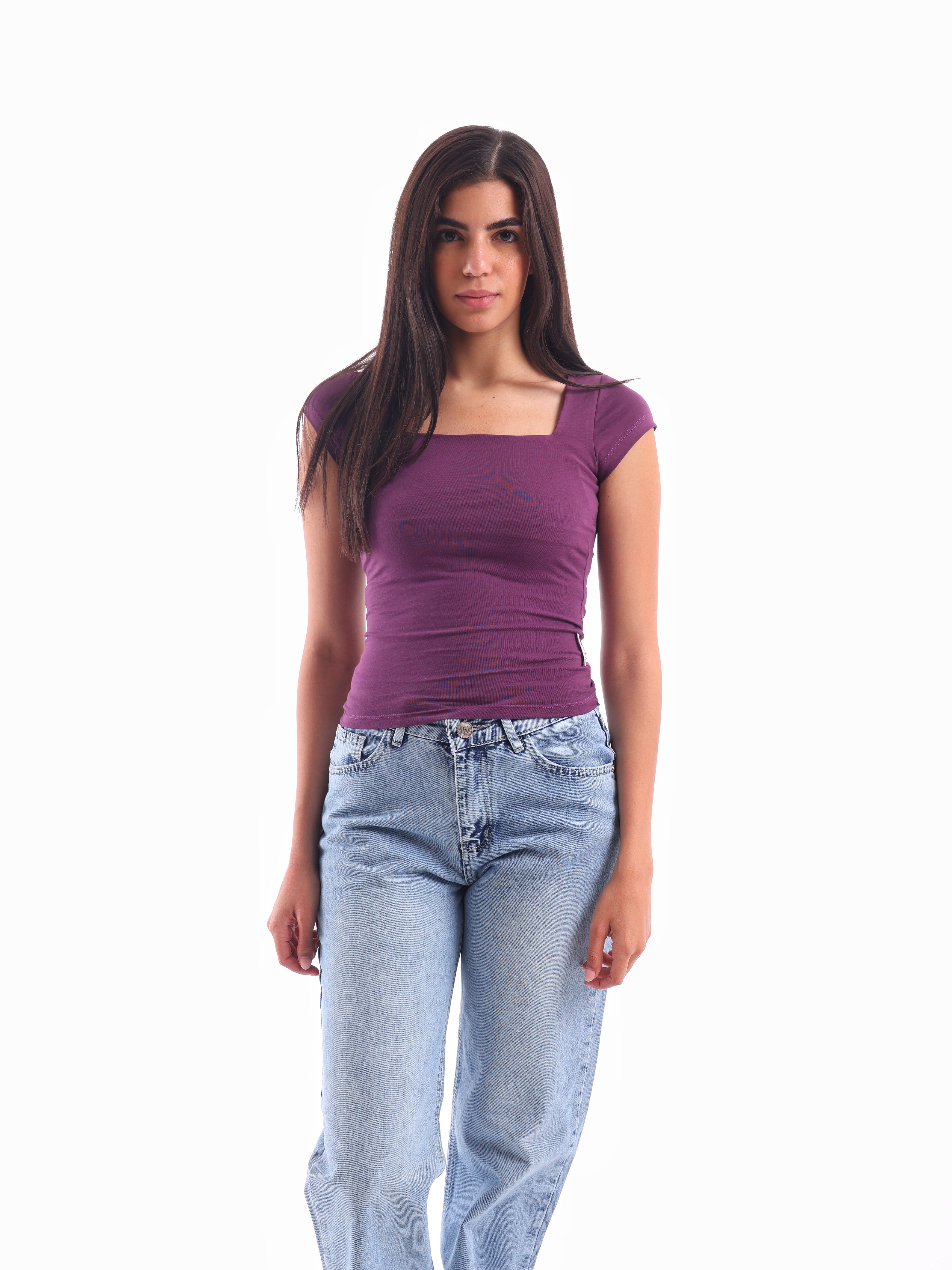 Scooped Quarter-Sleeve Top