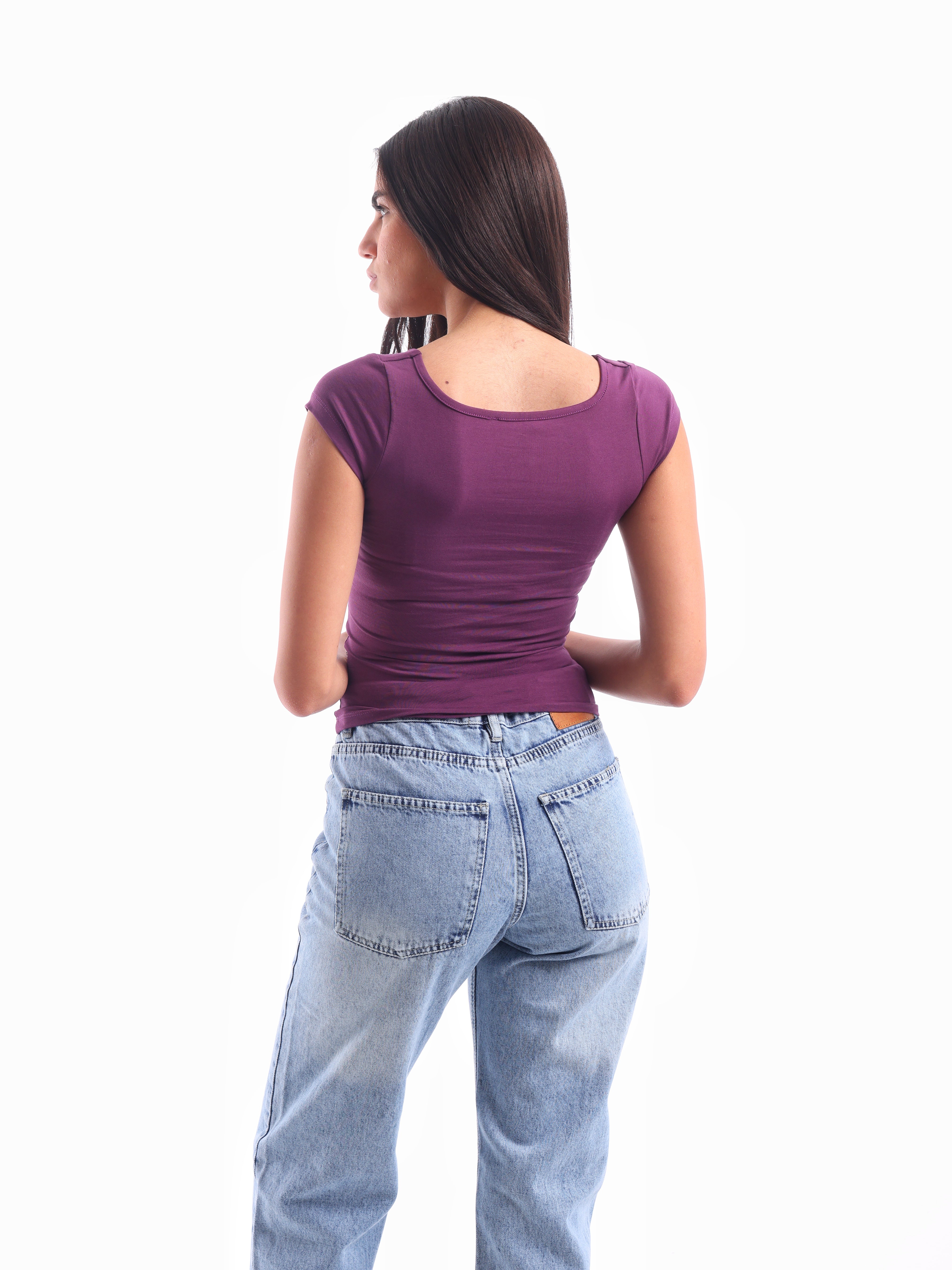 Scooped Quarter-Sleeve Top