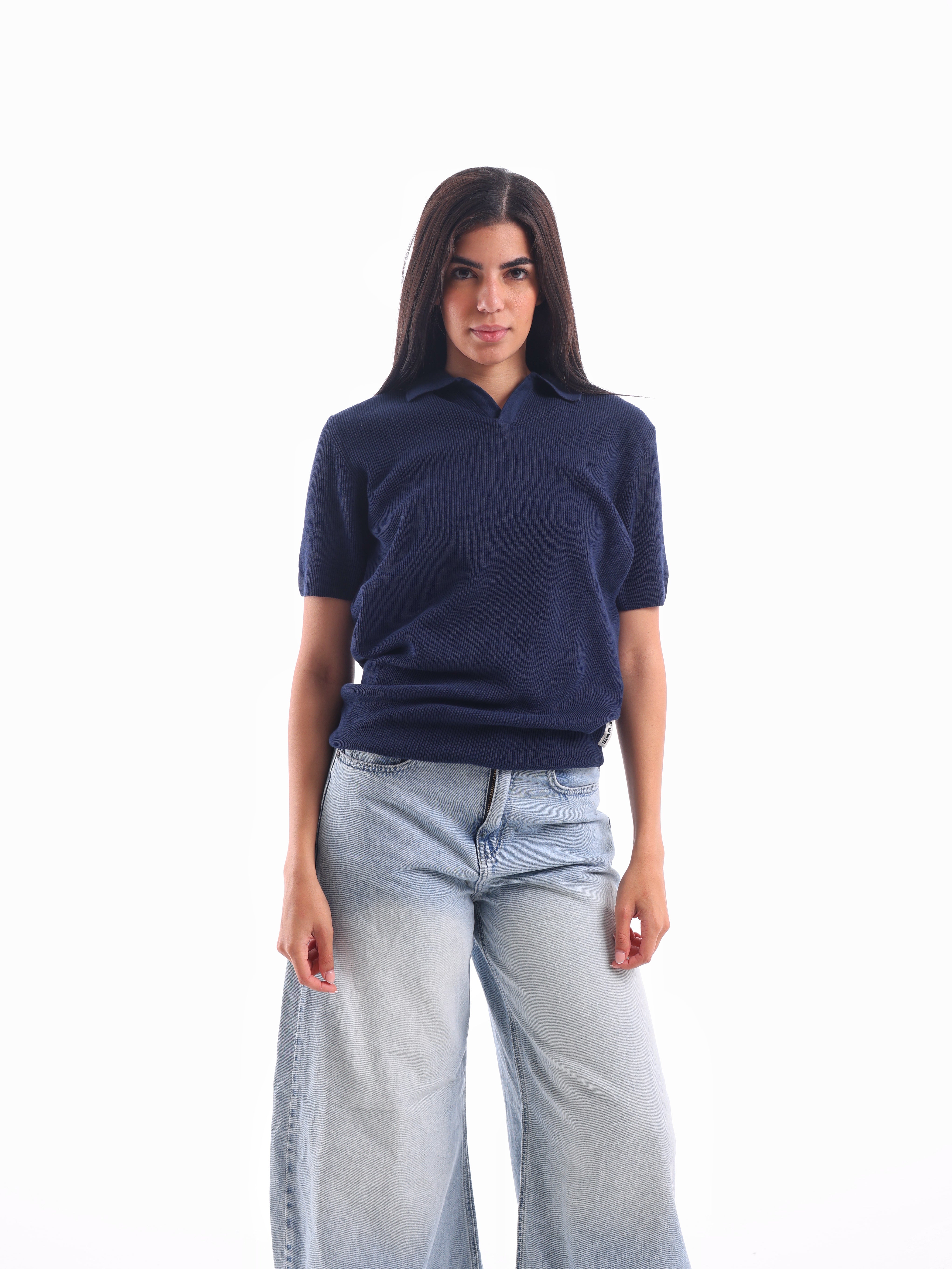 Ribbed Knitted Polo