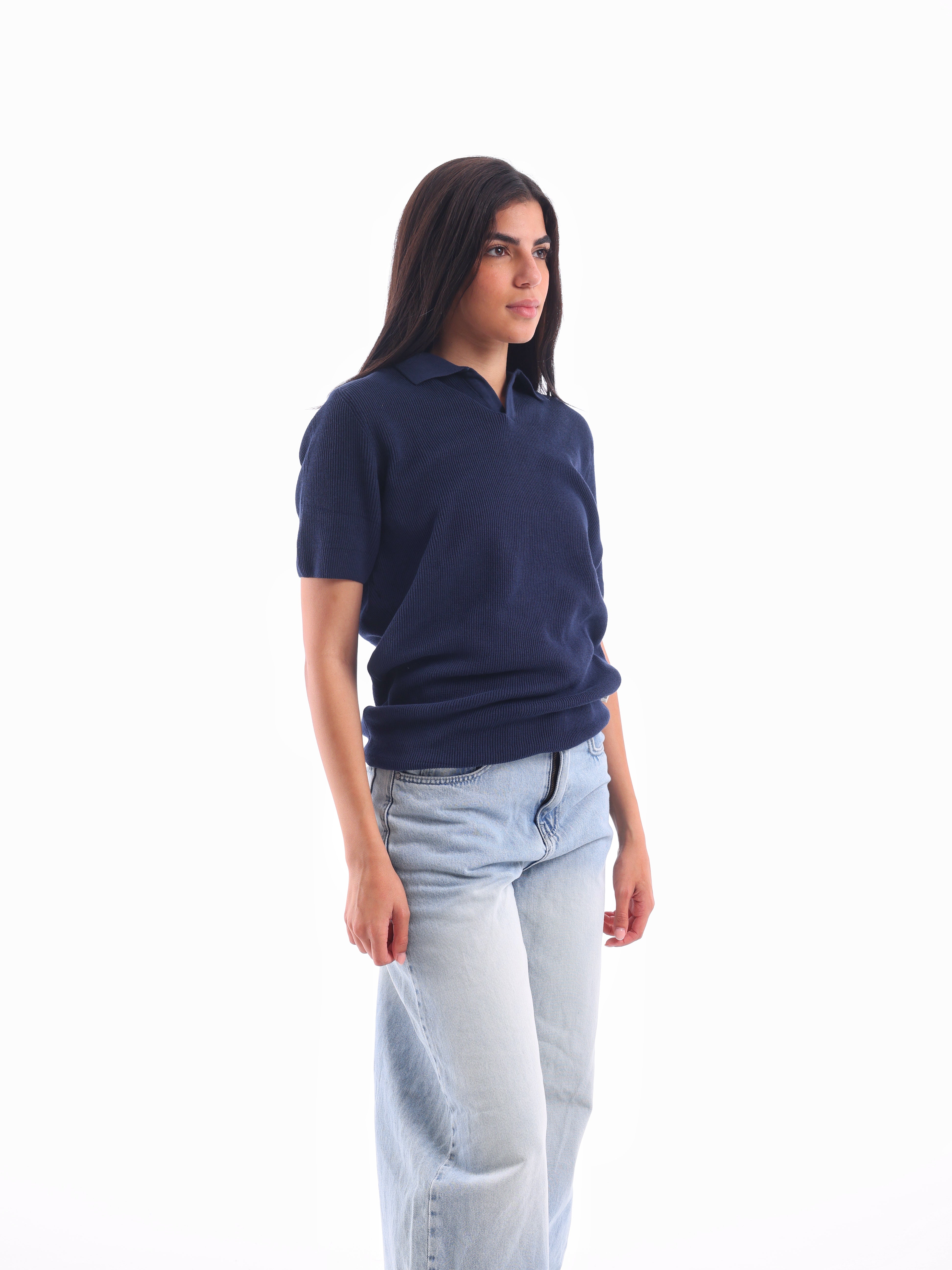 Ribbed Knitted Polo