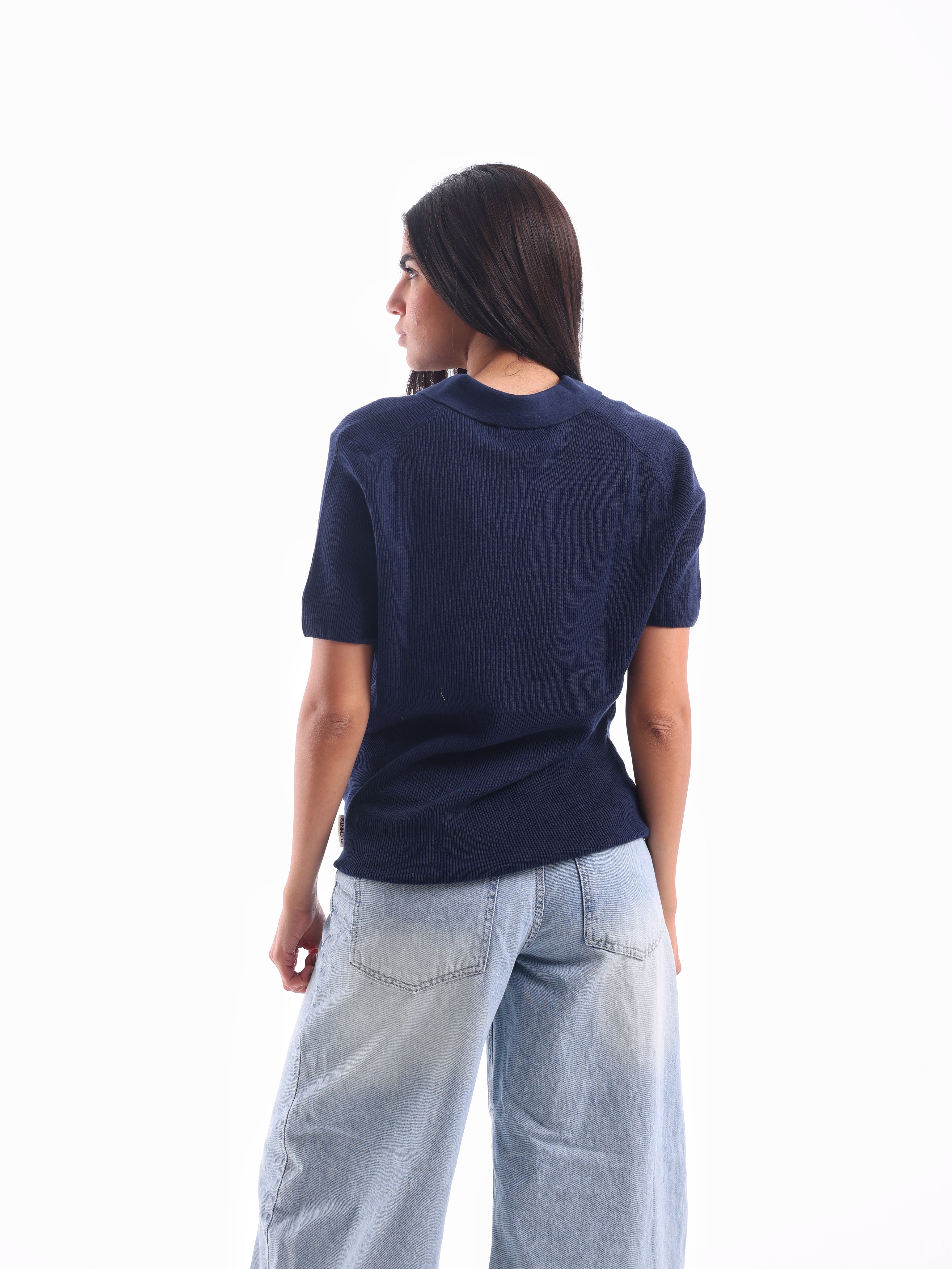 Ribbed Knitted Polo