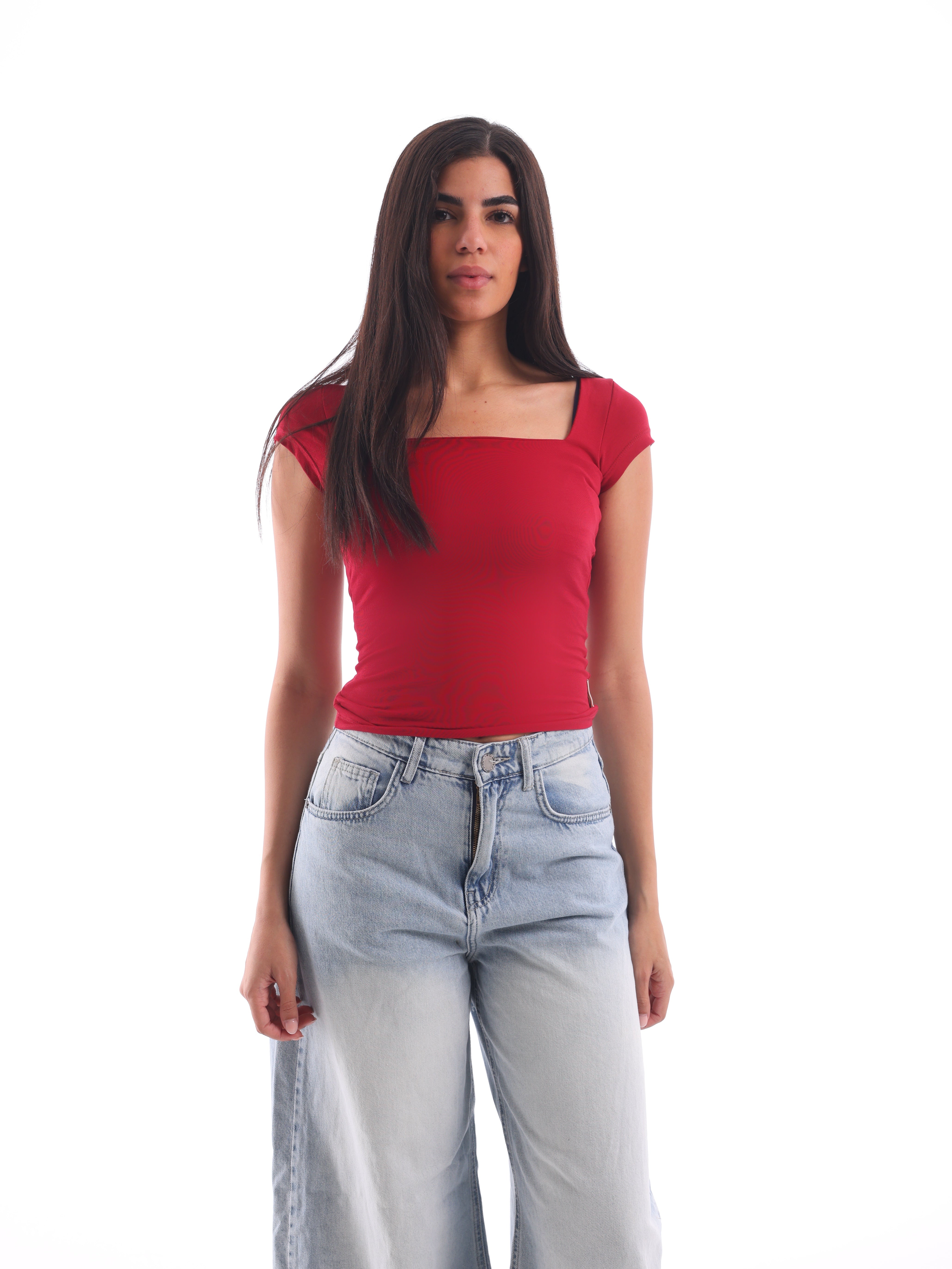 Scooped Quarter-Sleeve Top