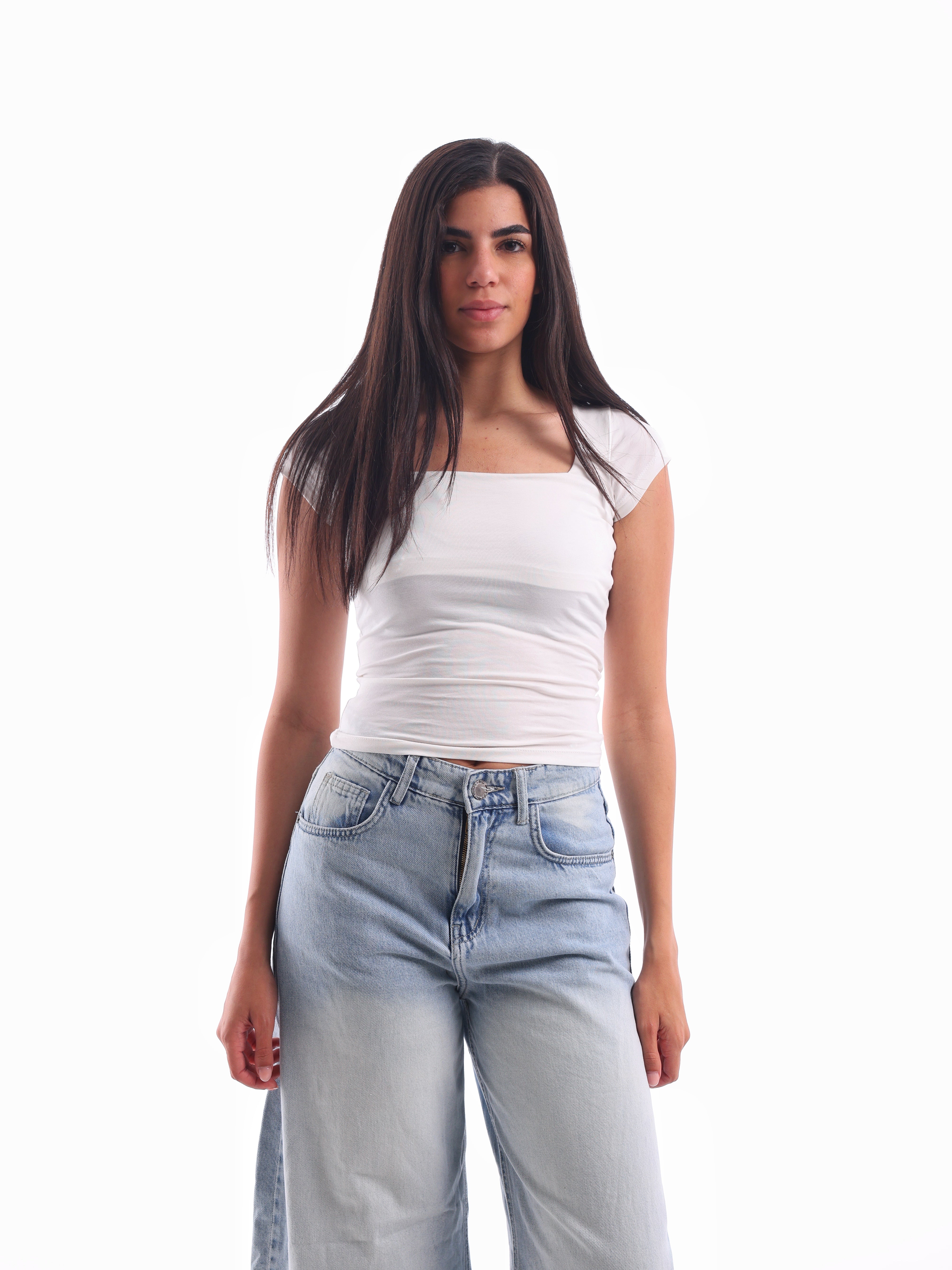 Scooped Quarter-Sleeve Top