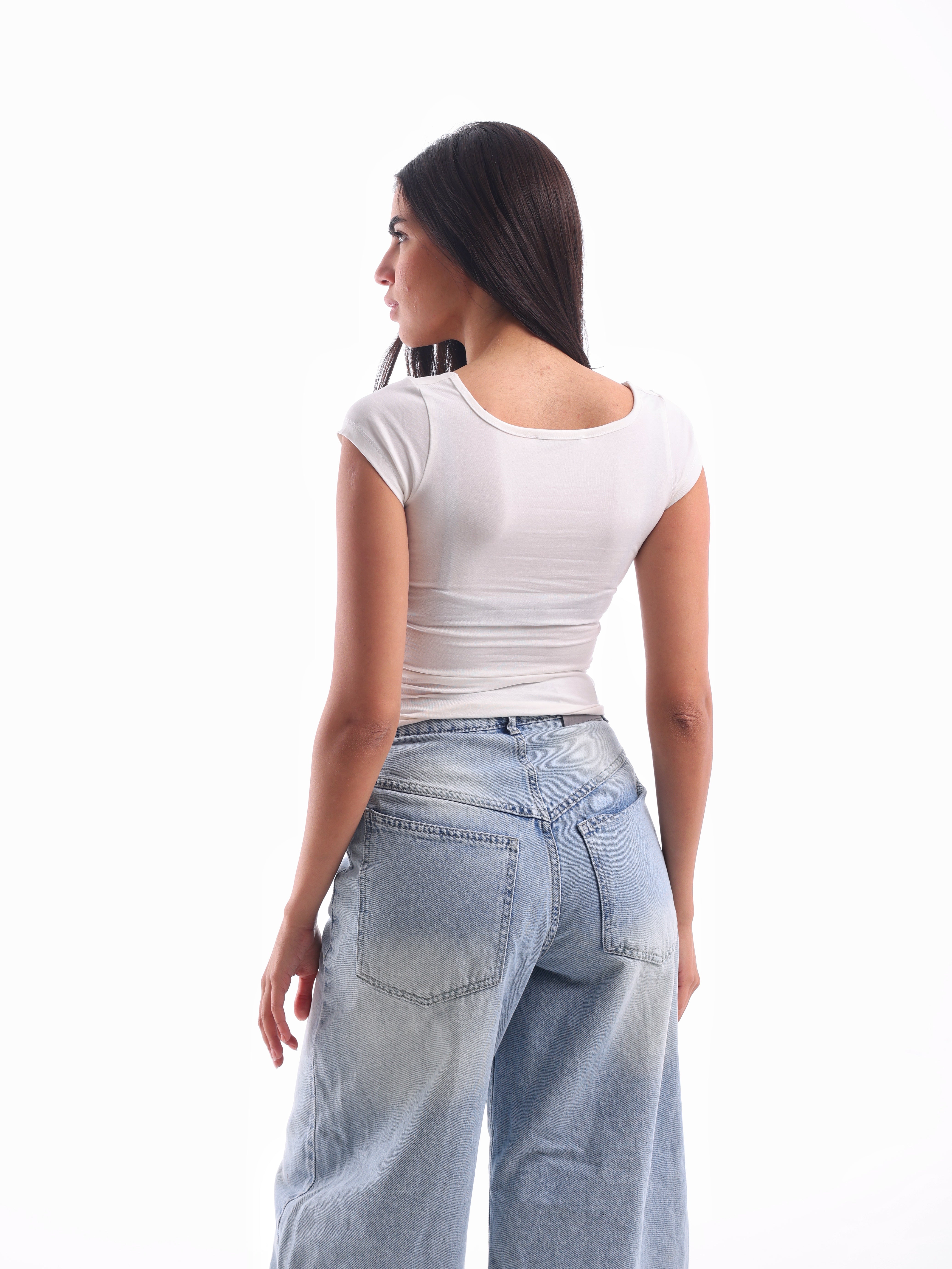 Scooped Quarter-Sleeve Top