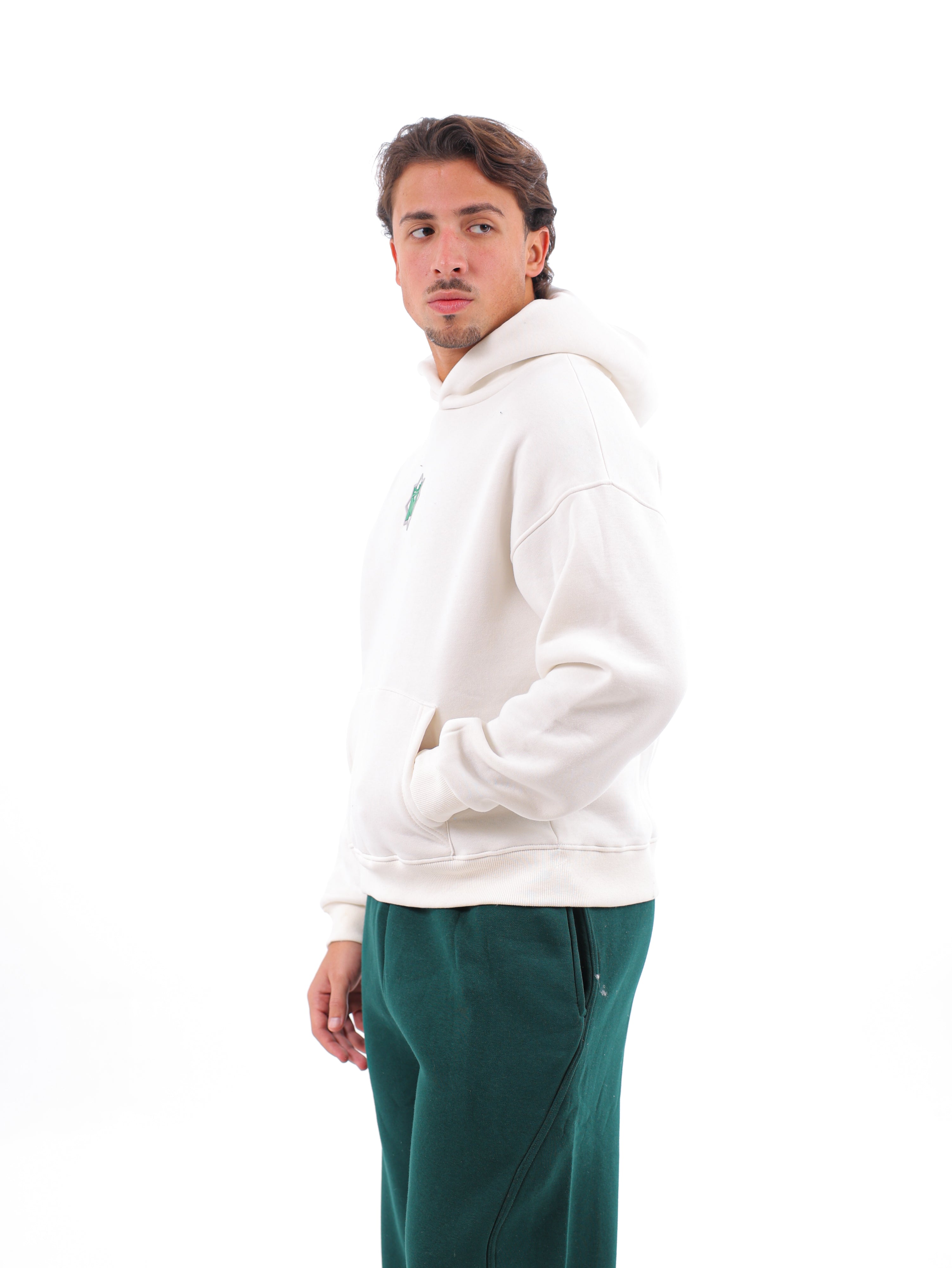 Matcha Boxy Printed Hoodie