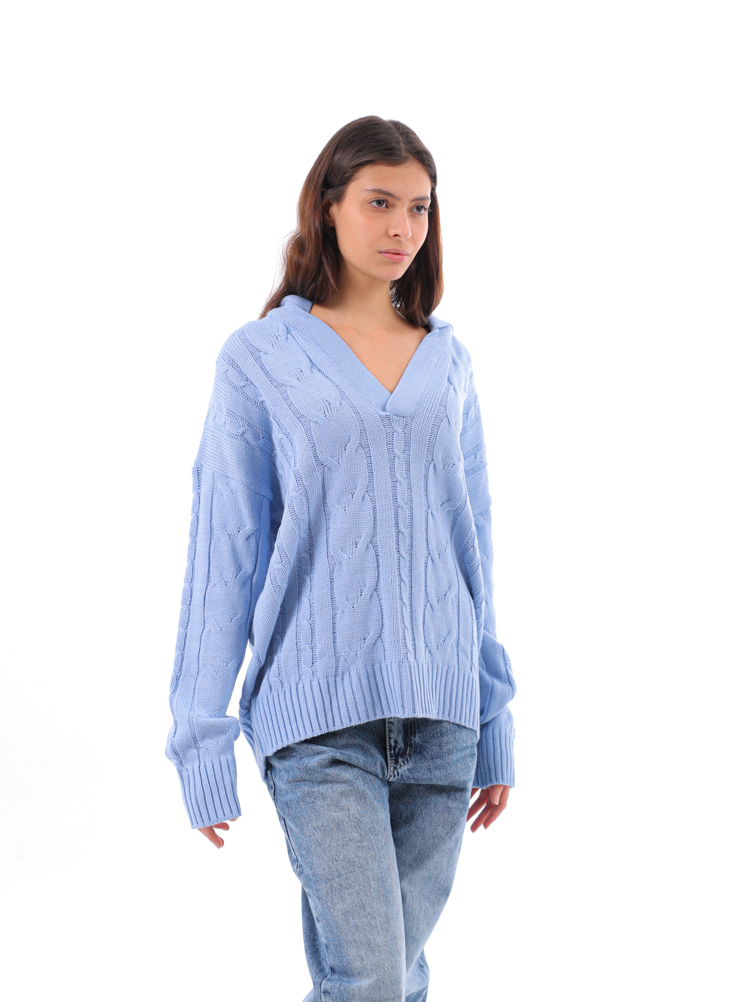 Collared Cable Pullover