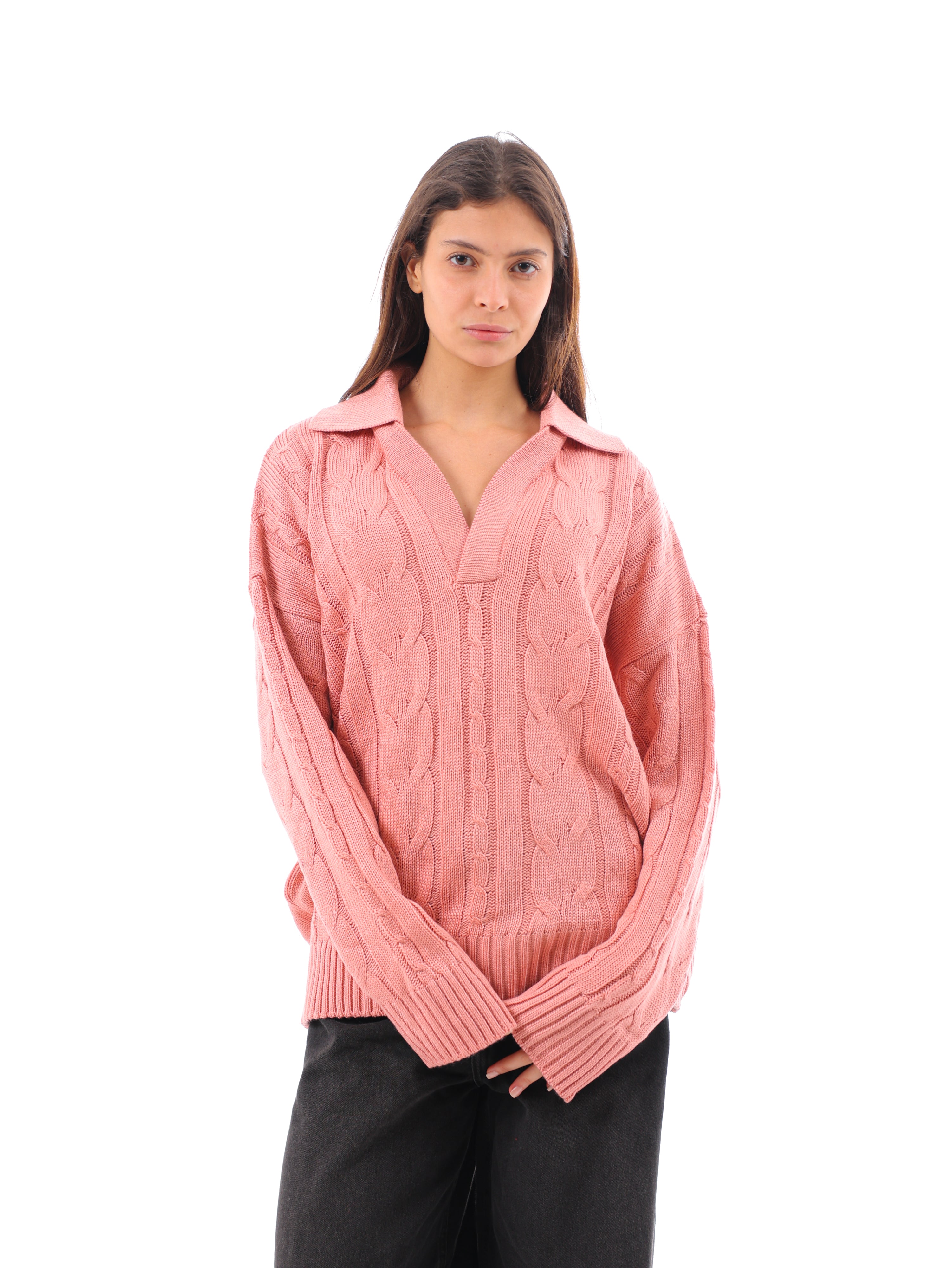 Collared Cable Pullover