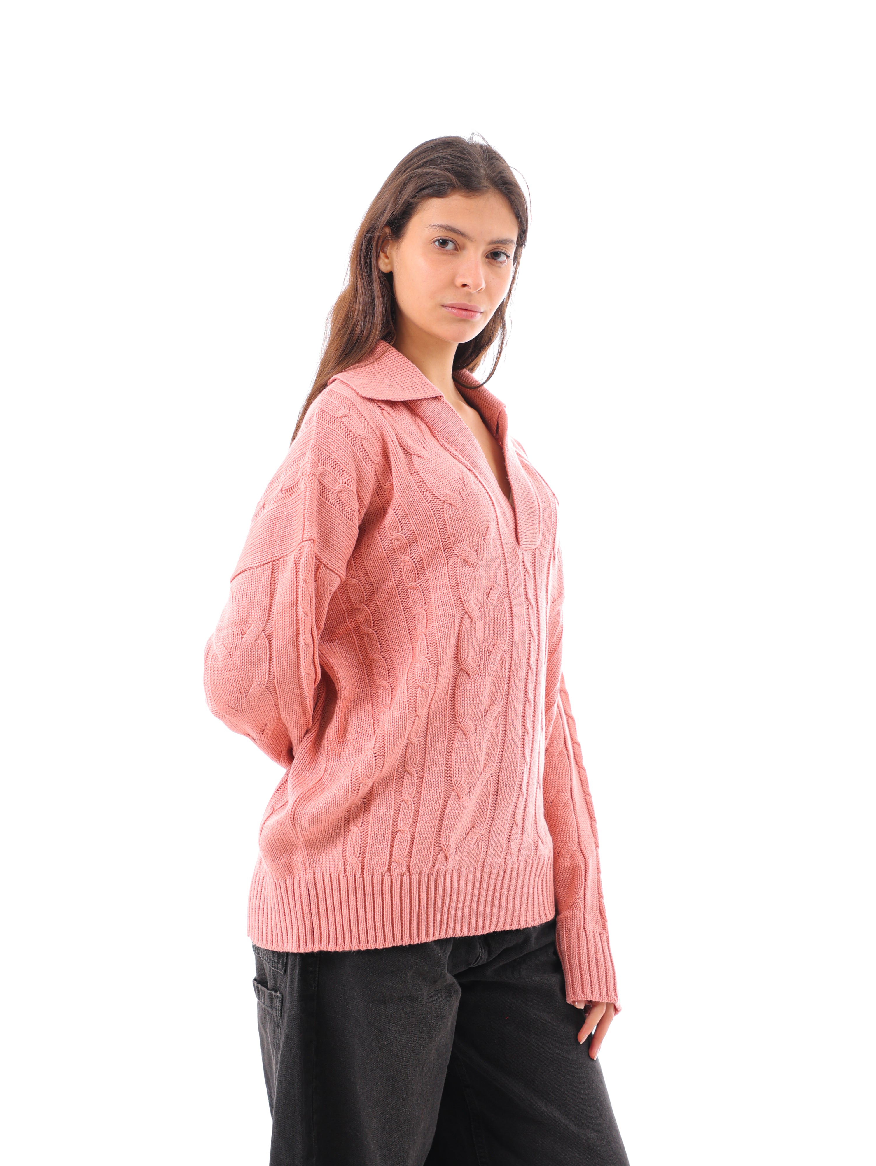Collared Cable Pullover