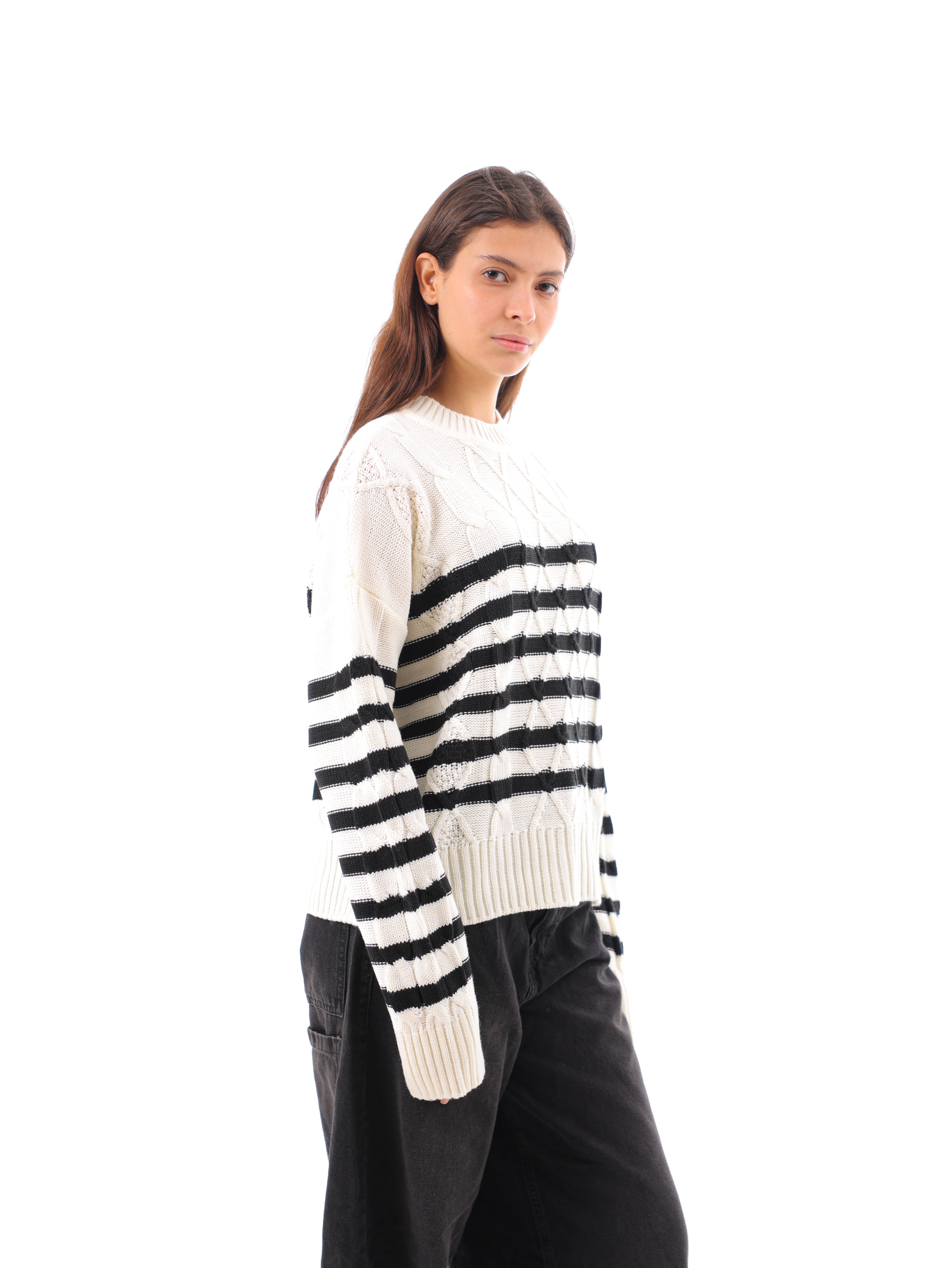 Striped Cable Pullover