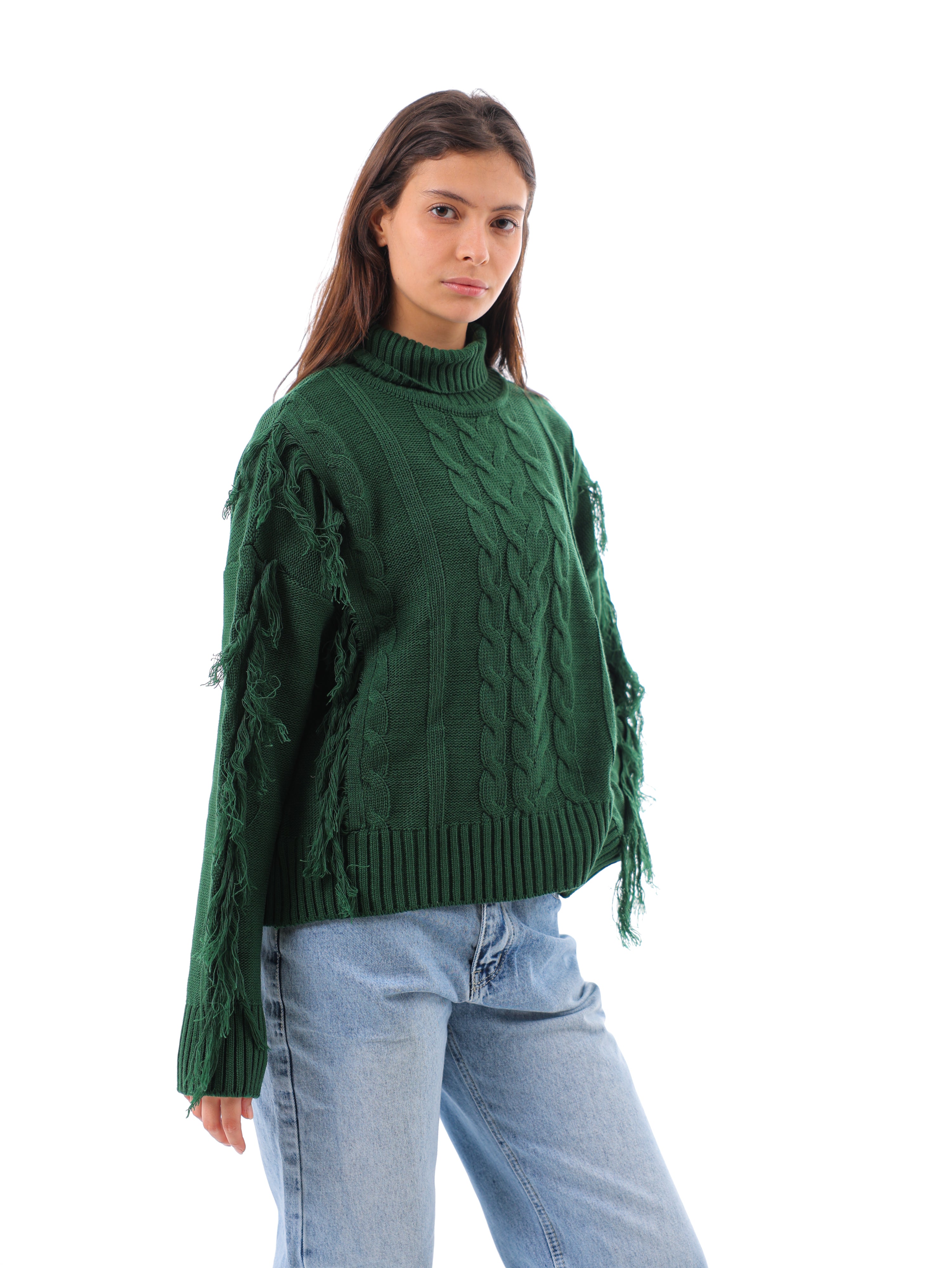 Mock Neck Cable Pullover