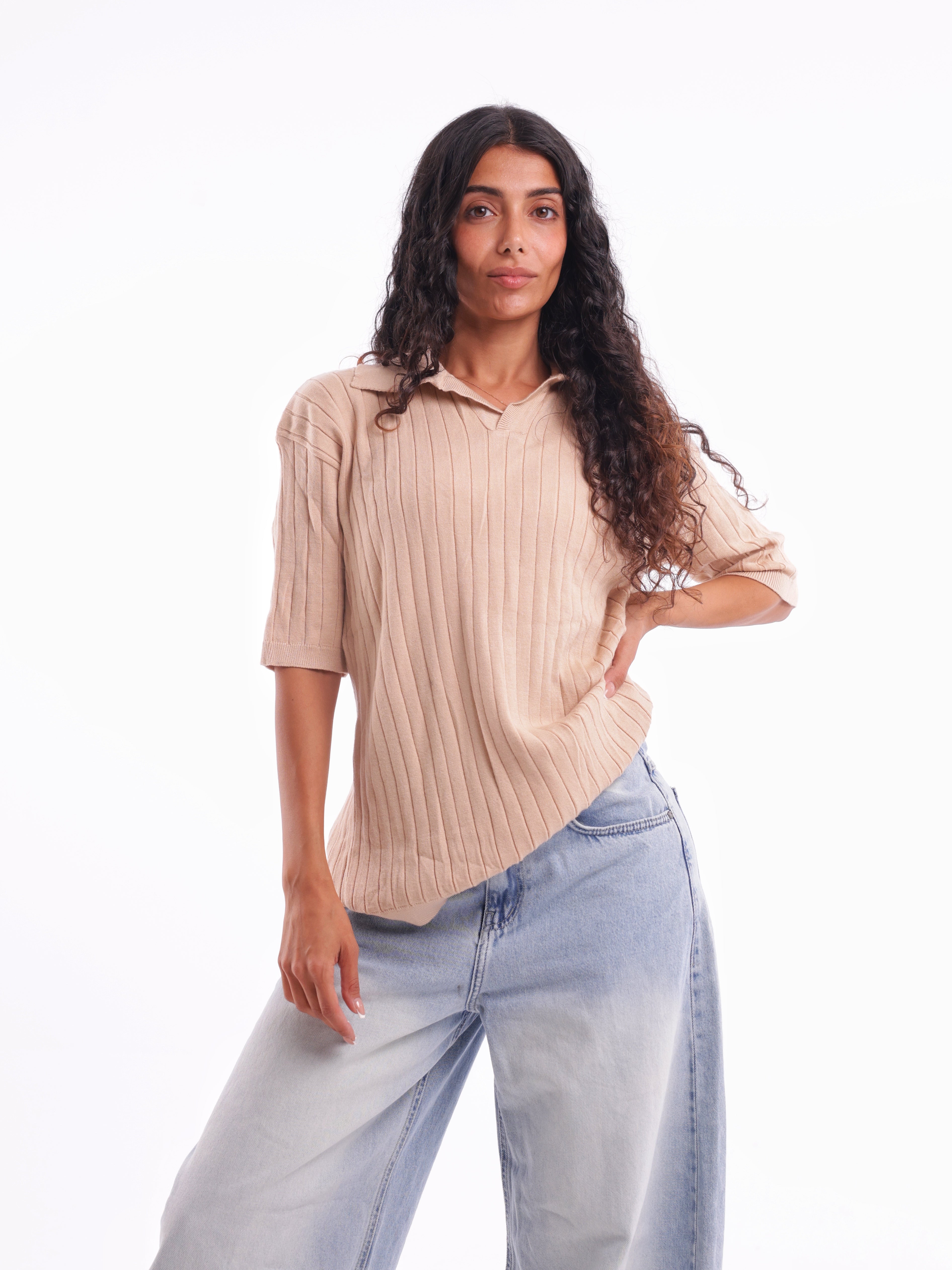 Knitted Collar T-Shirt