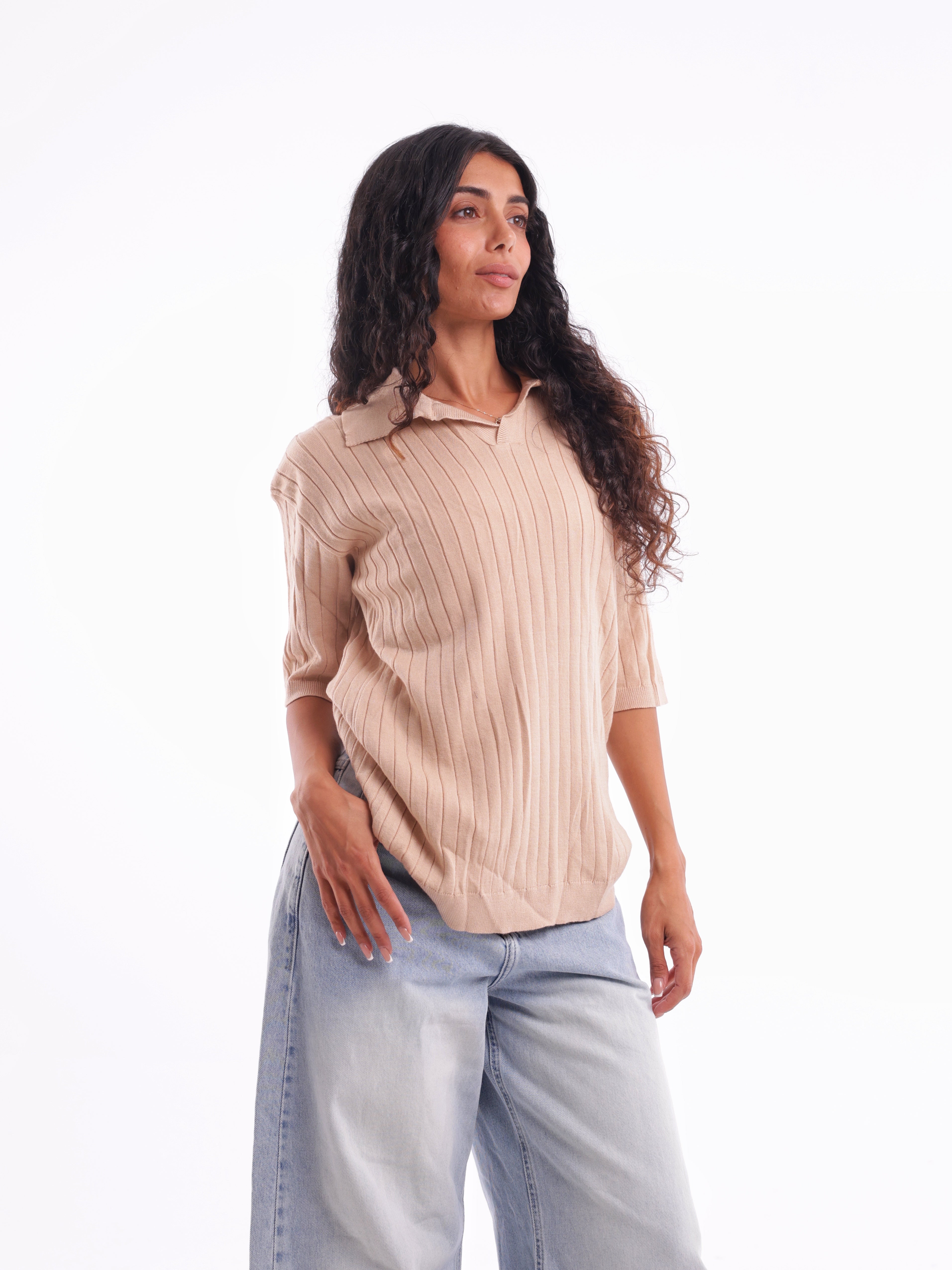 Knitted Collar T-Shirt