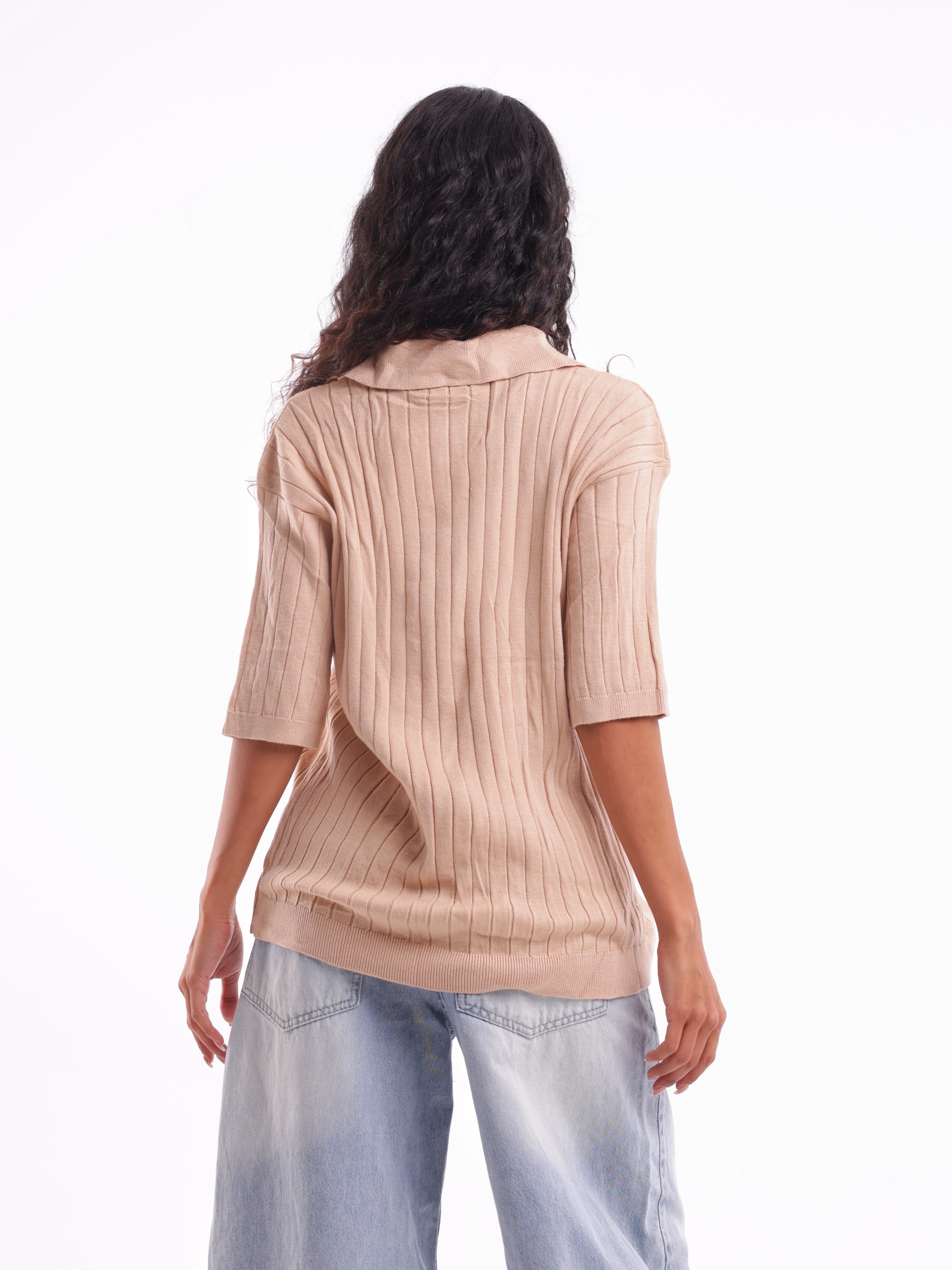 Knitted Collar T-Shirt