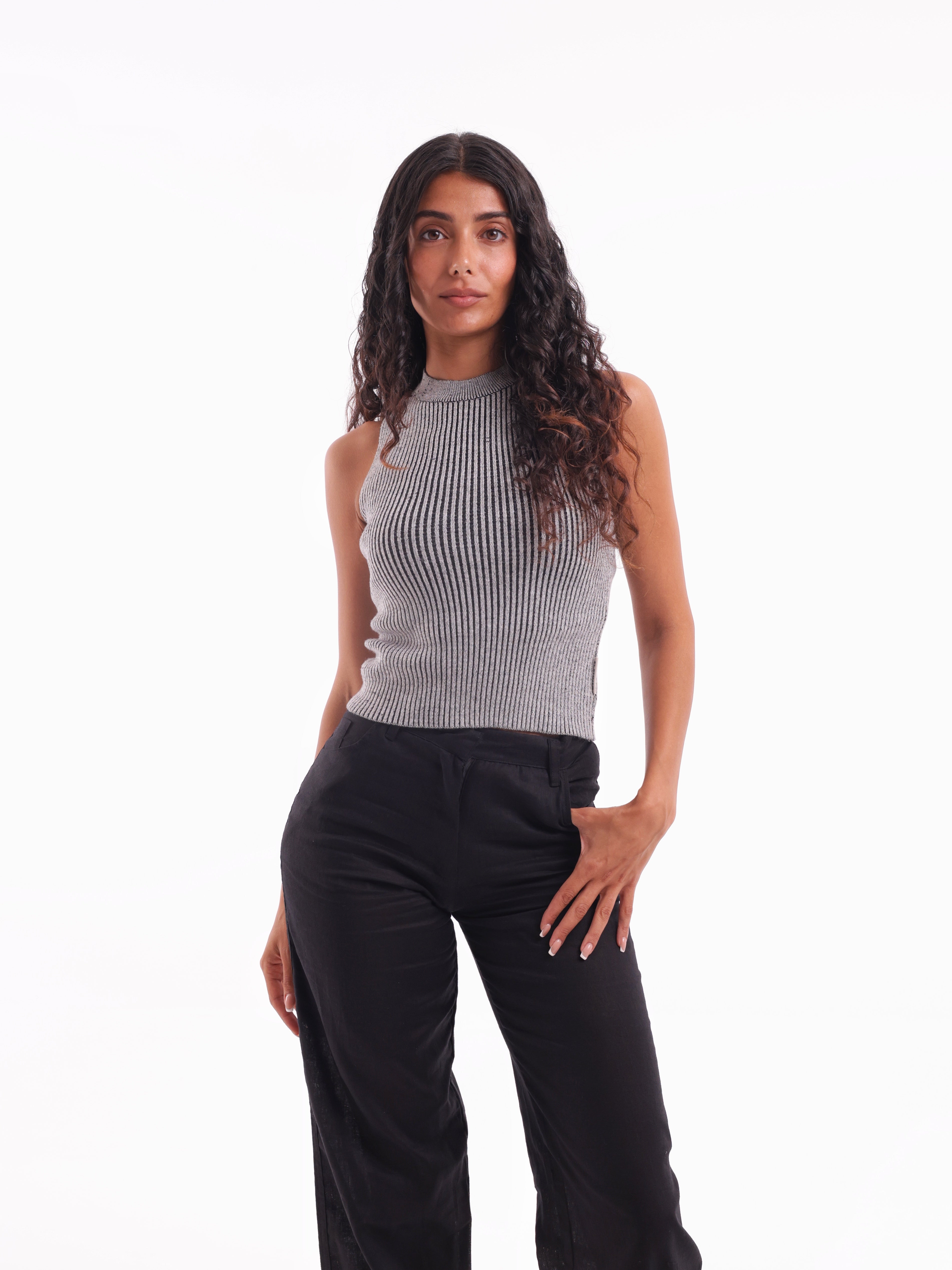 Two-Tone Knit Tank Top