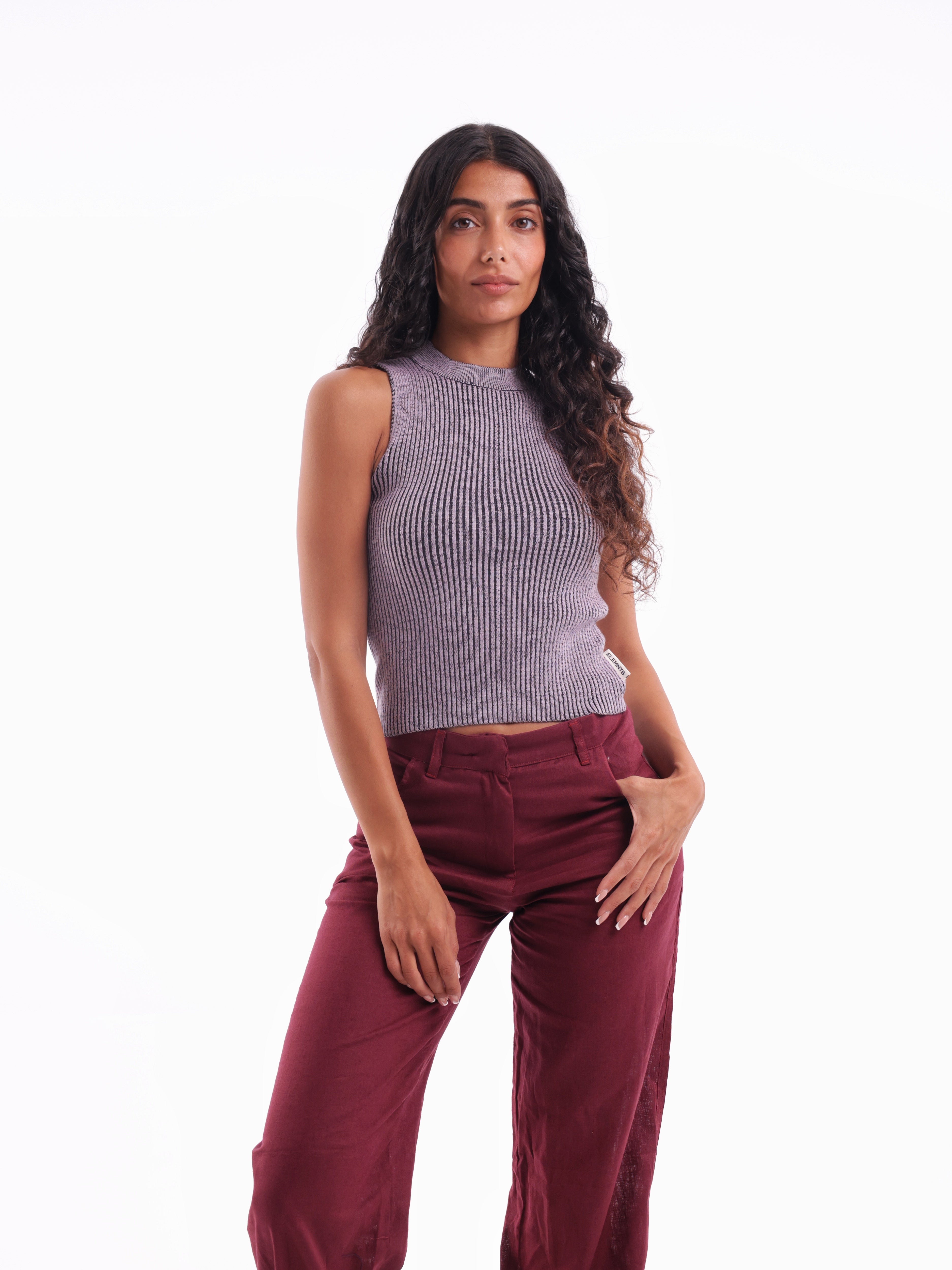 Two-Tone Knit Tank Top