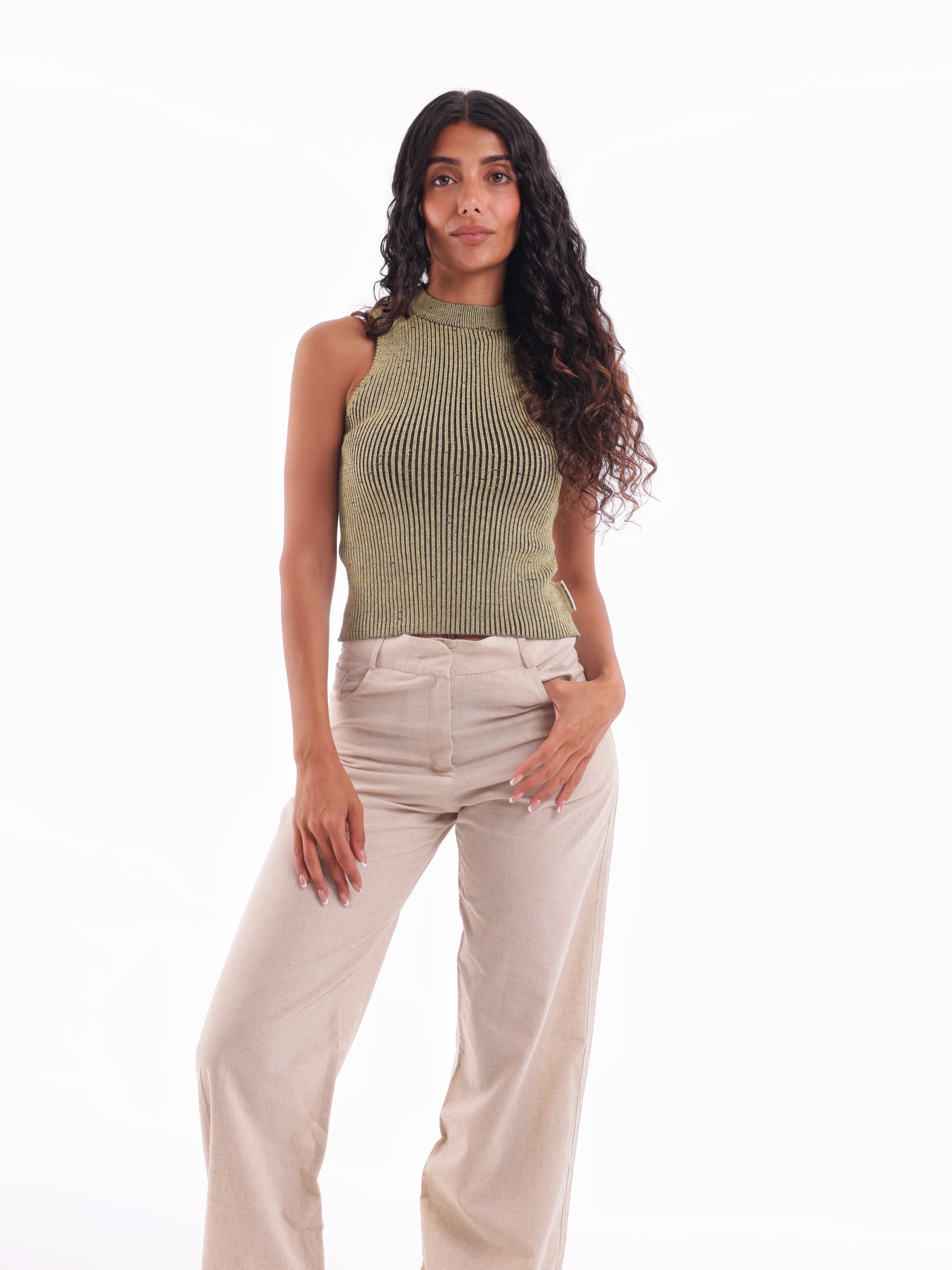Two-Tone Knit Tank Top