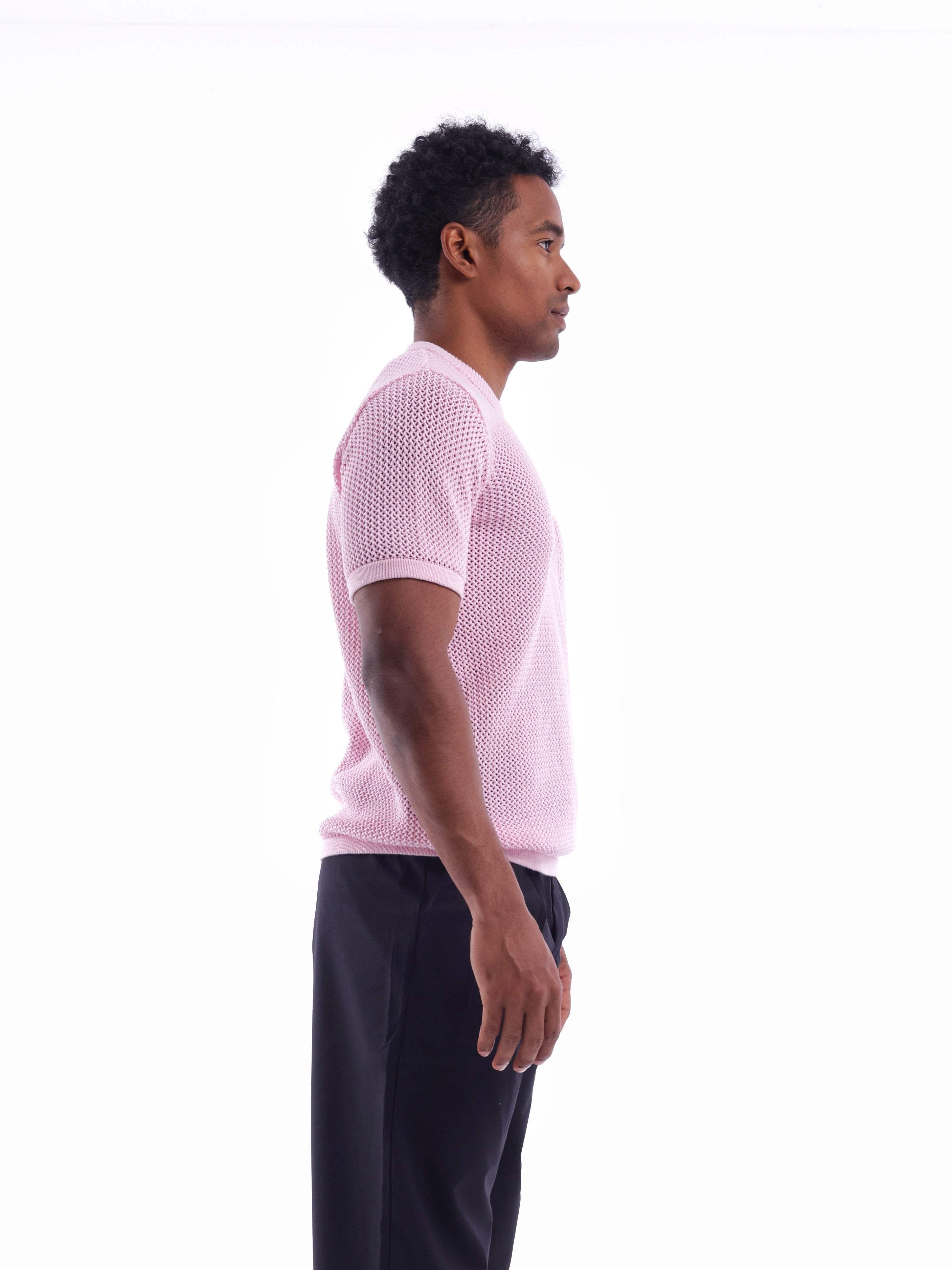 Round Mesh Knit T-Shirt