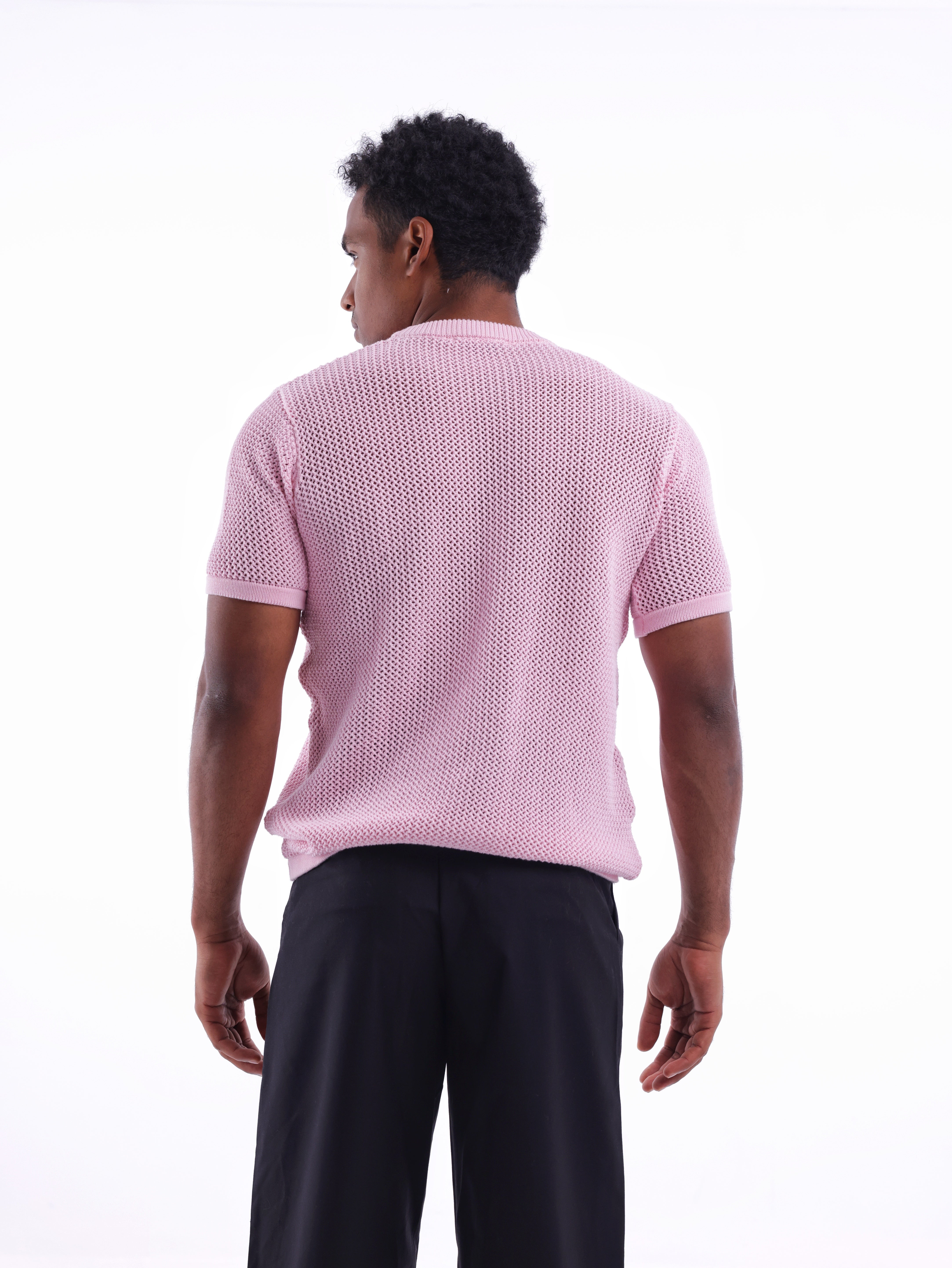 Round Mesh Knit T-Shirt