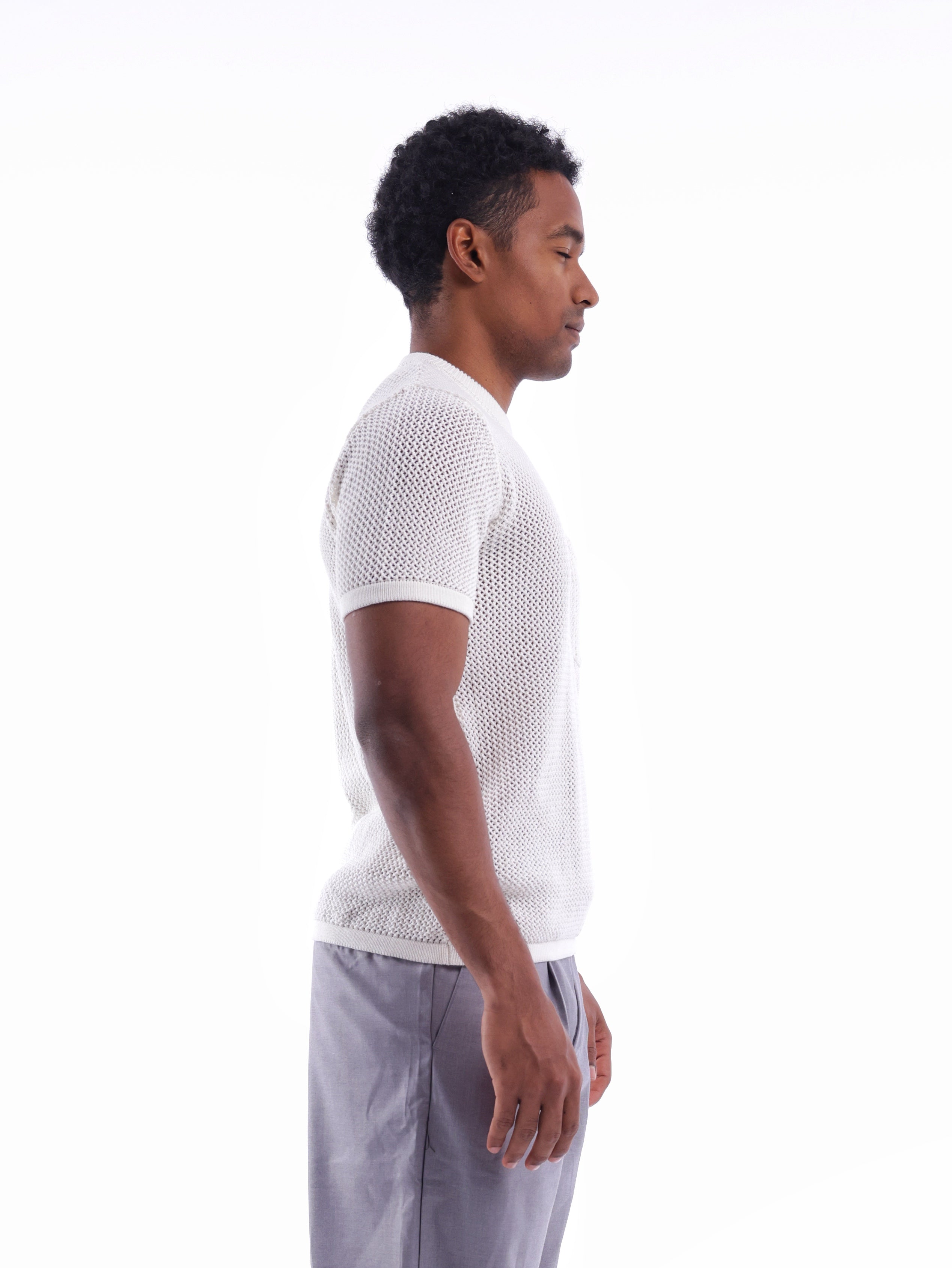 Round Mesh Knit T-Shirt