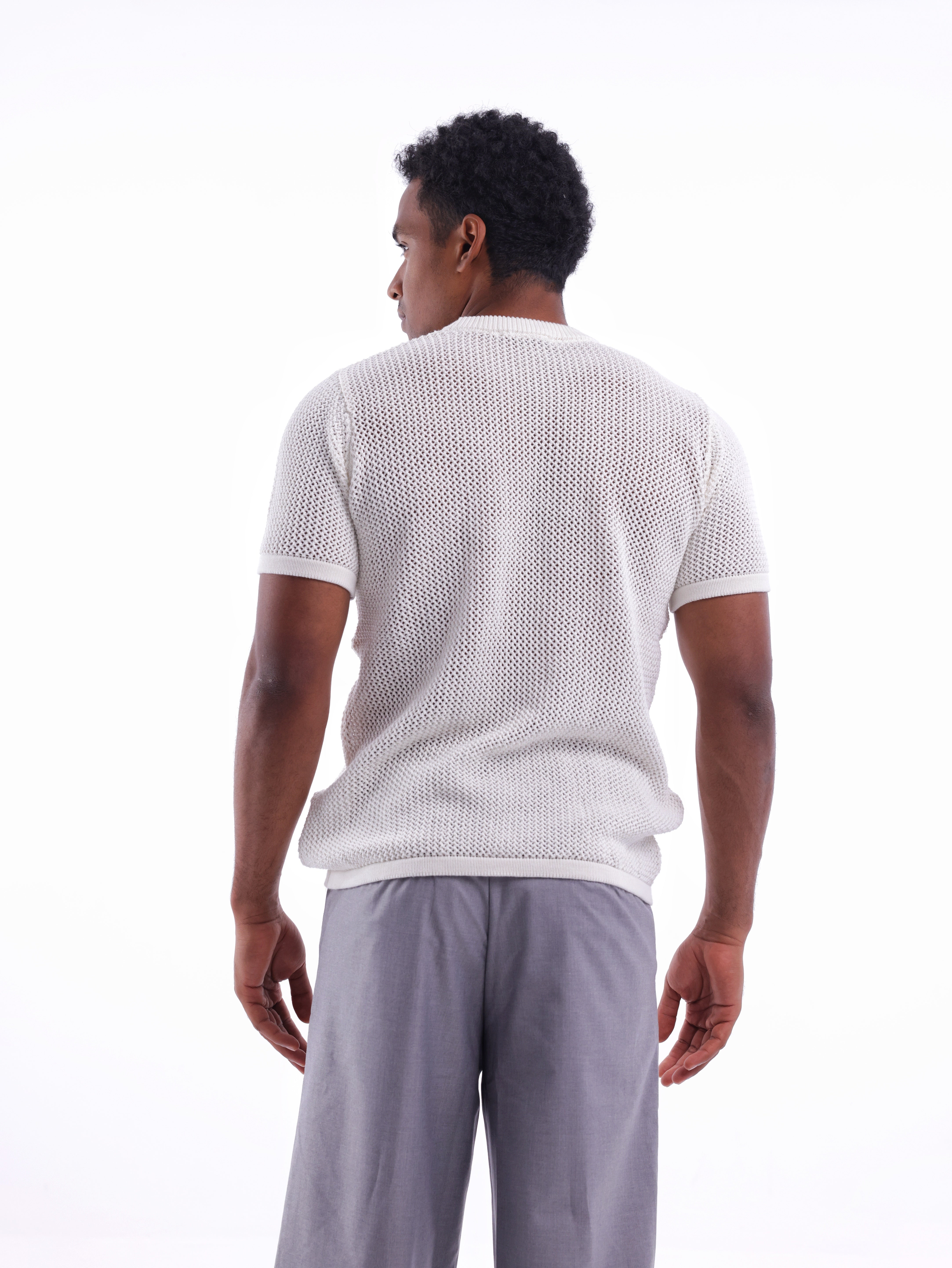 Round Mesh Knit T-Shirt
