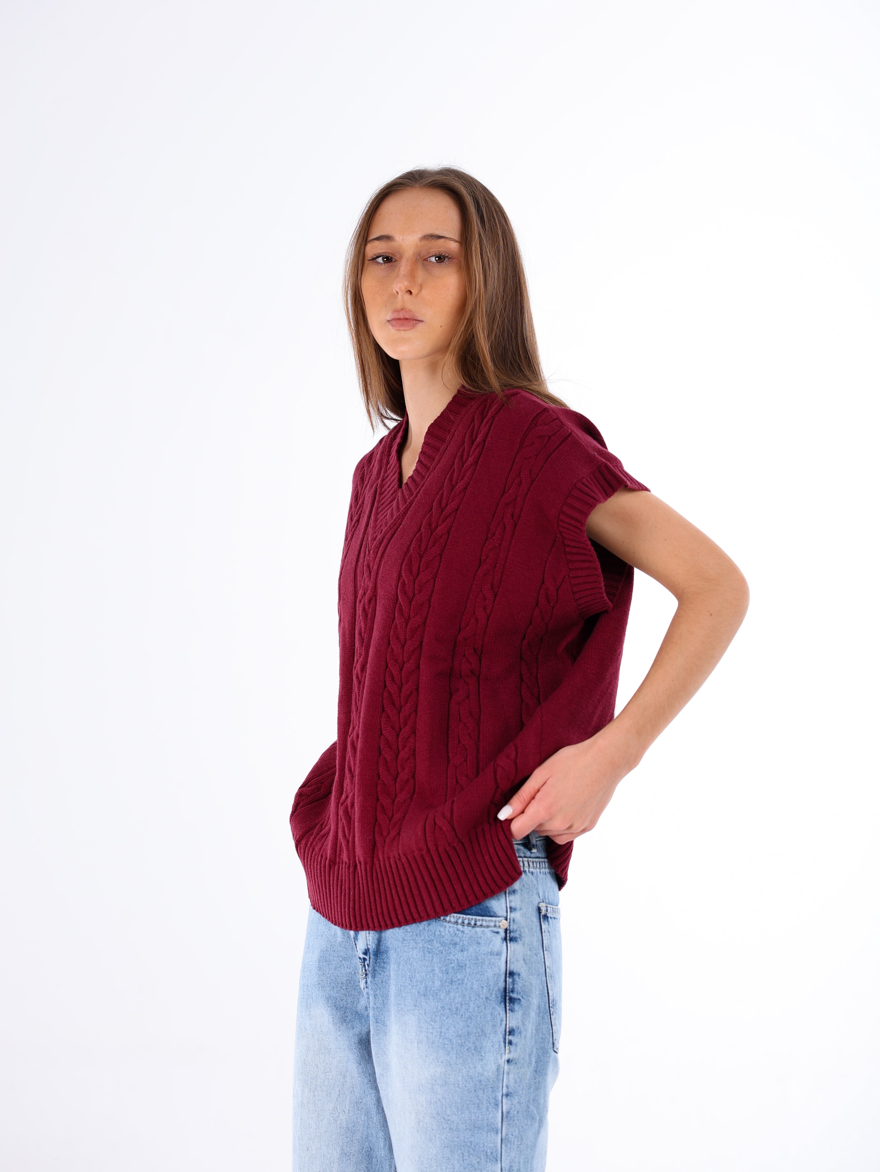 V-Neck Cable Vest