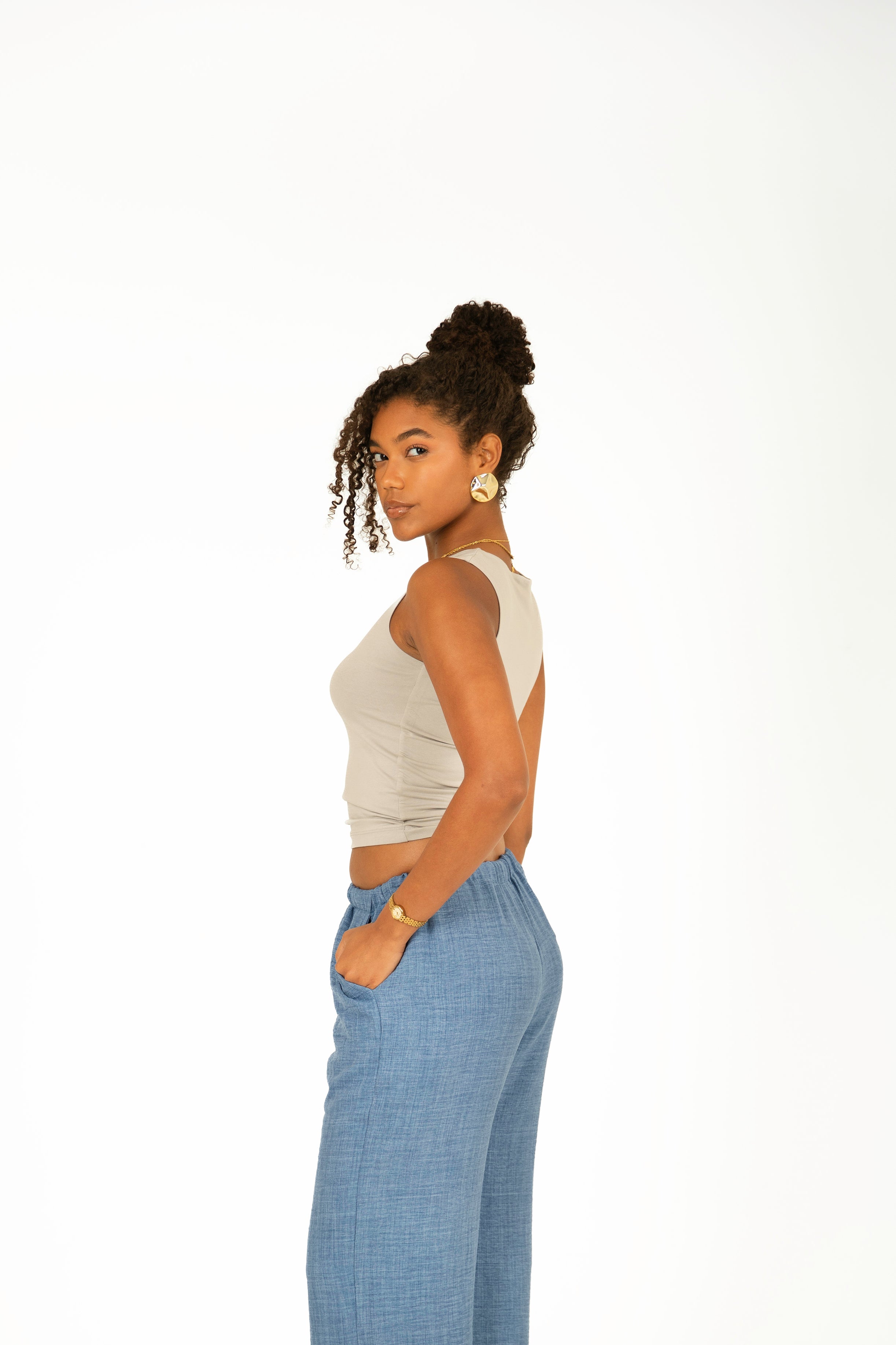 Sleeveless Fitted Cotton Jersey