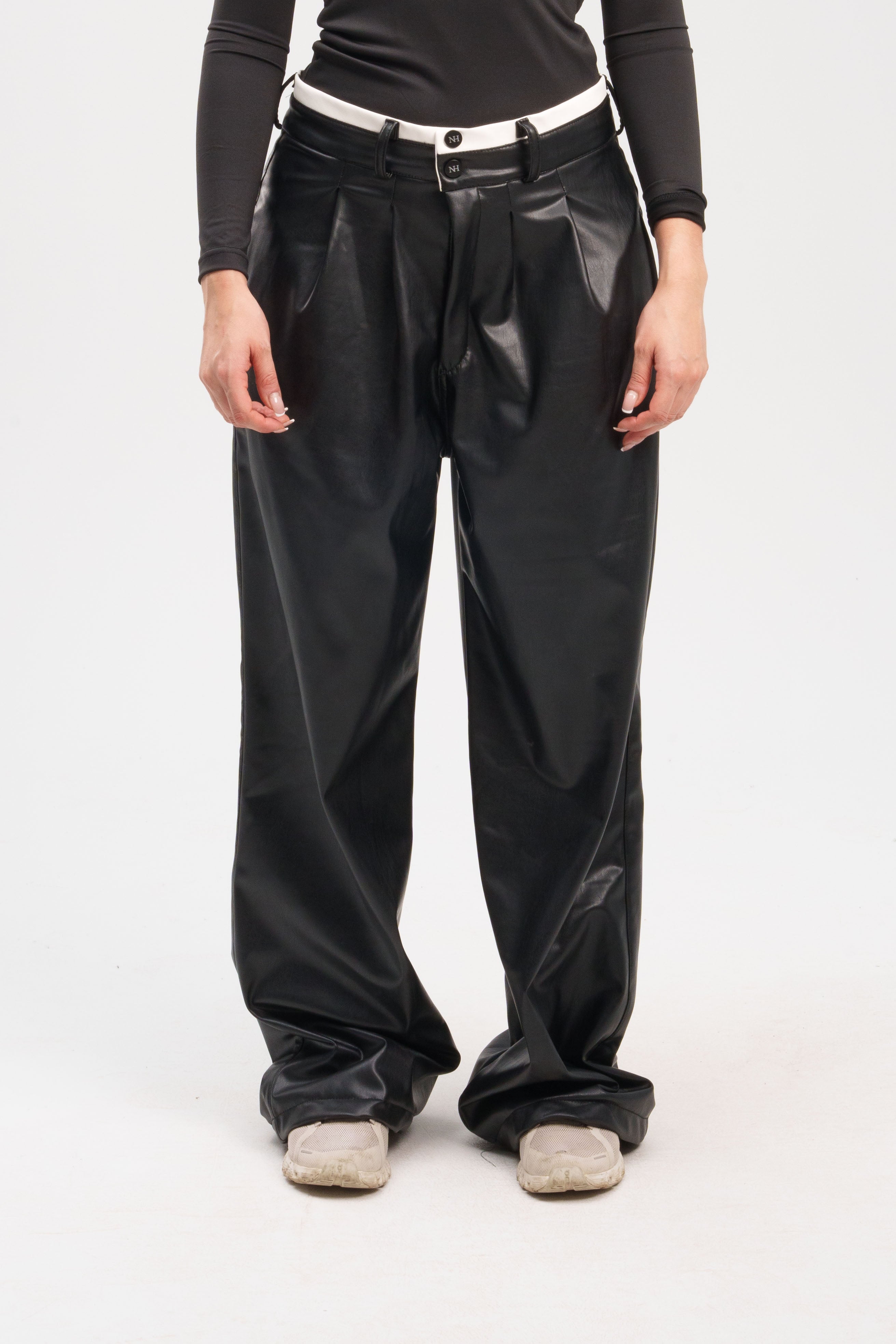White Waist Leather Pants