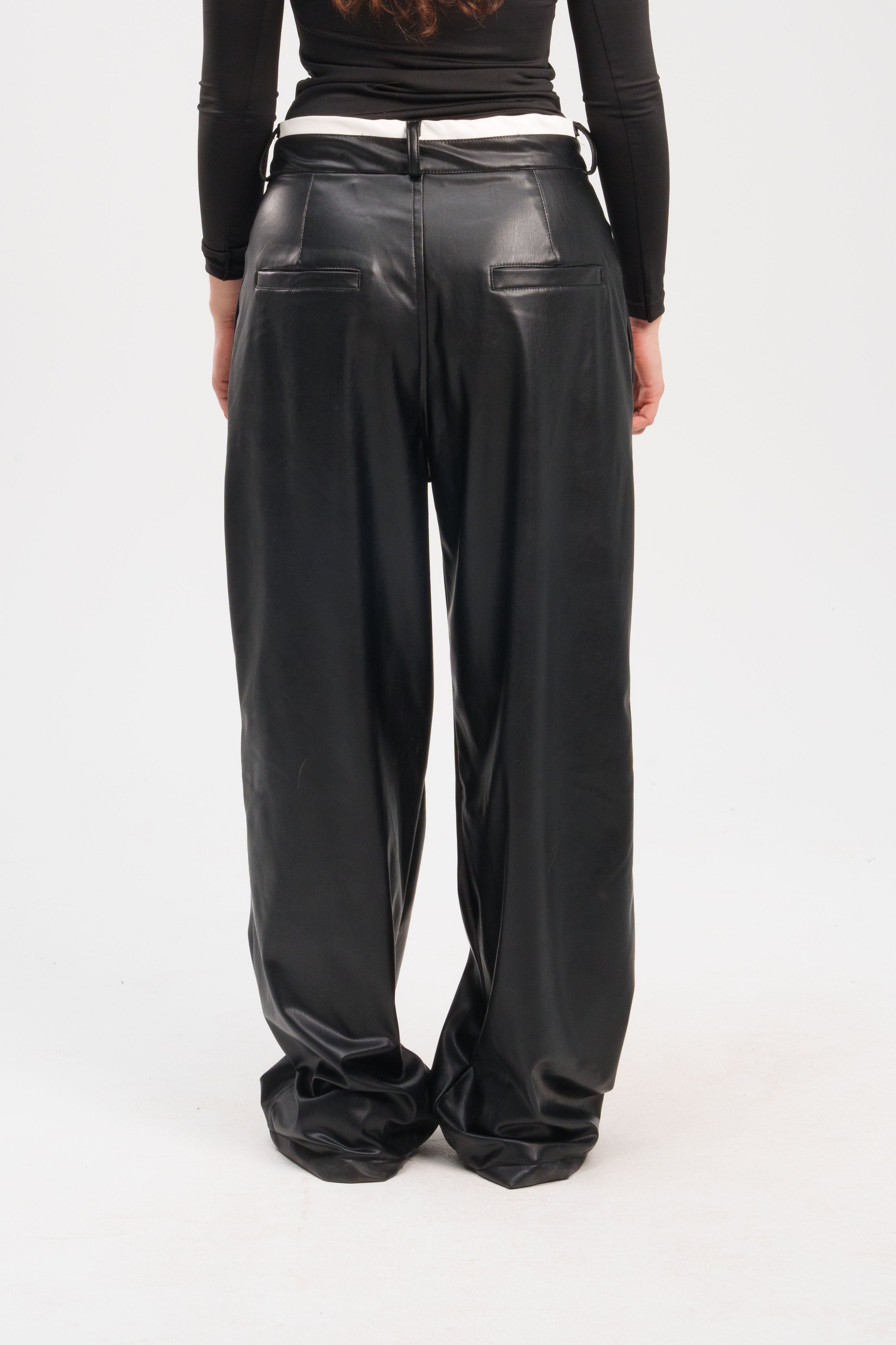 White Waist Leather Pants
