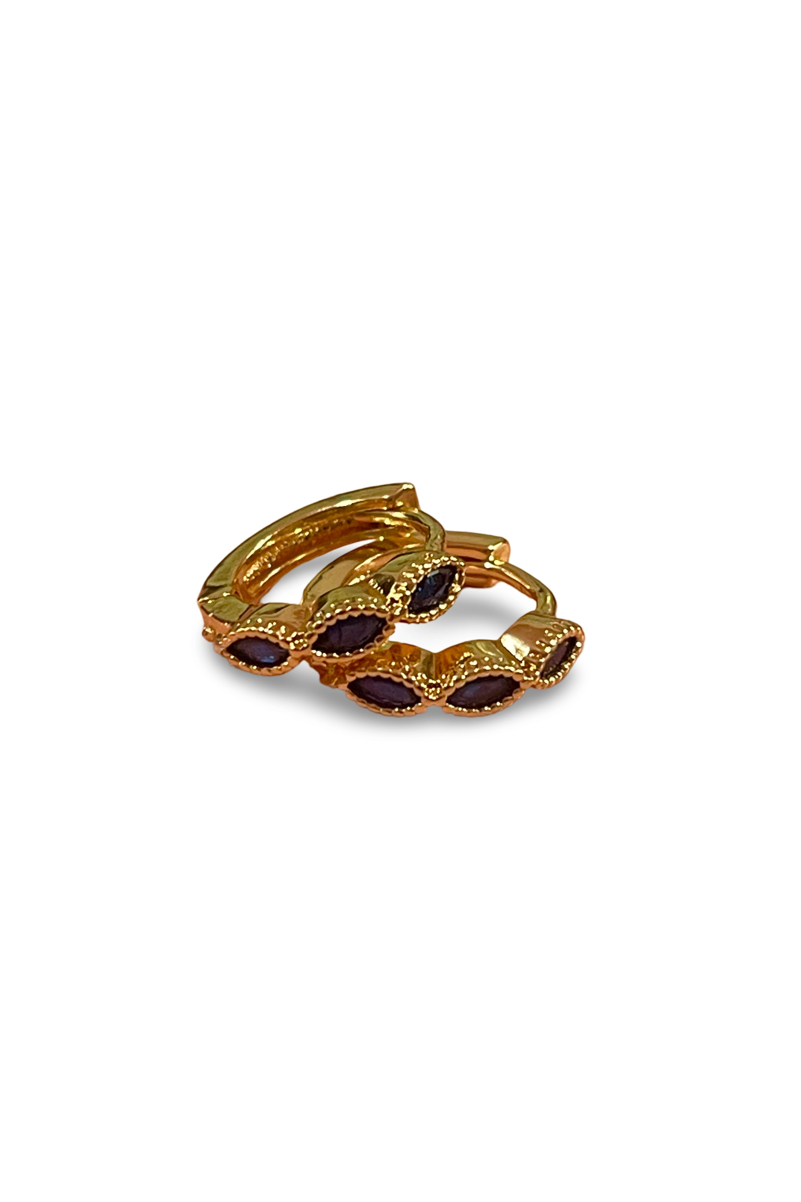 Dainty Stones Hoops - Gold Plated