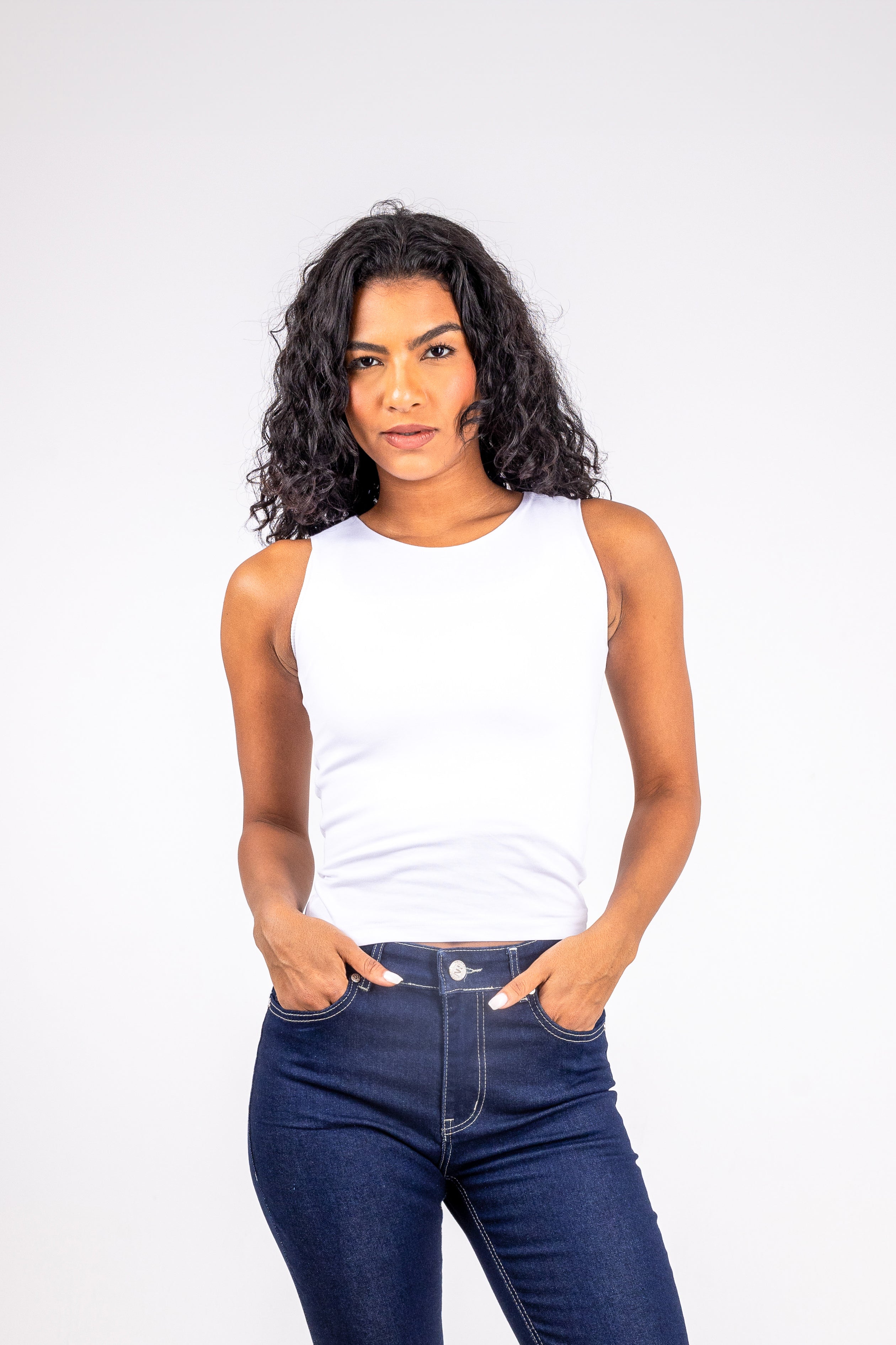 Sleeveless Fitted Cotton Jersey