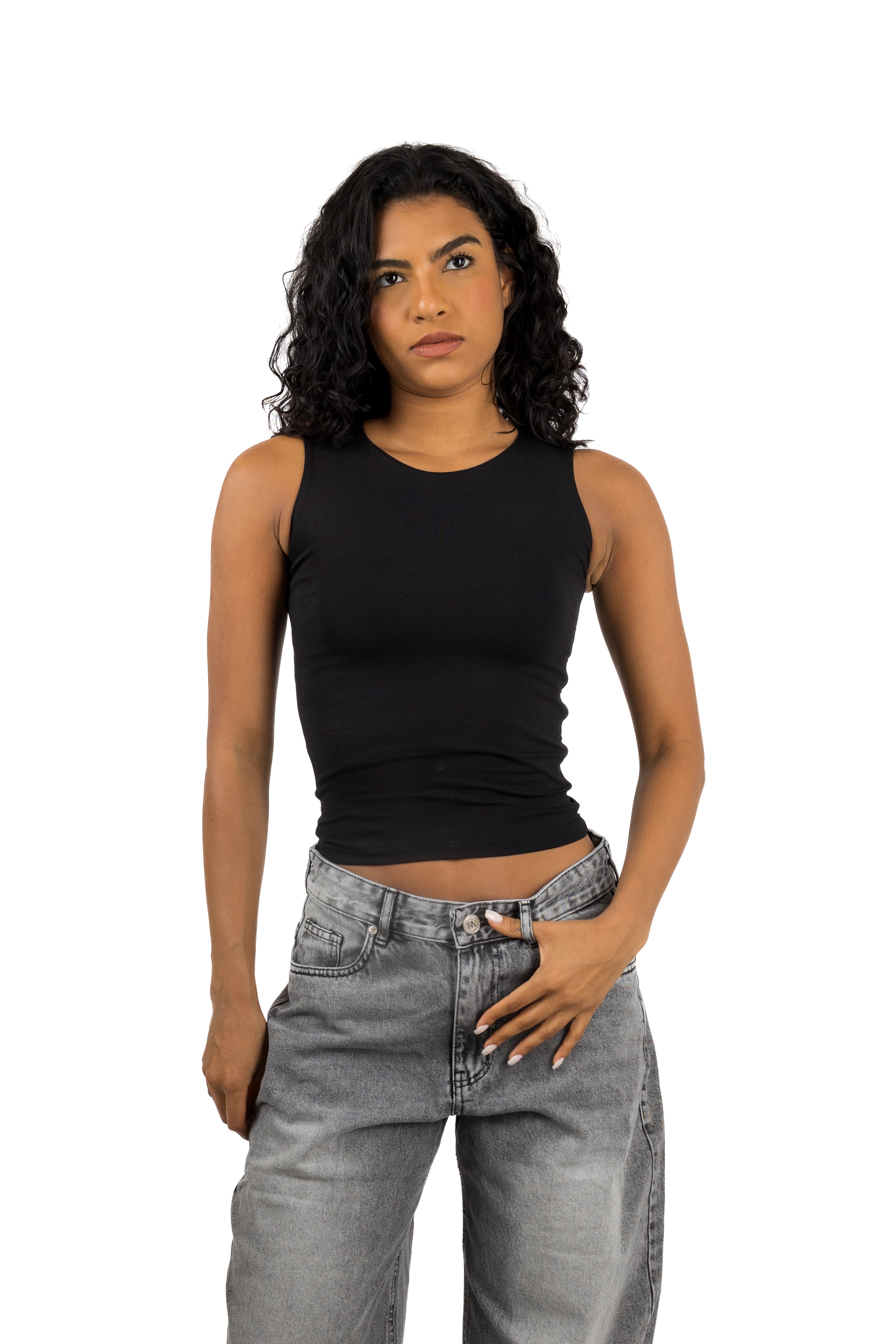 Sleeveless Fitted Cotton Jersey