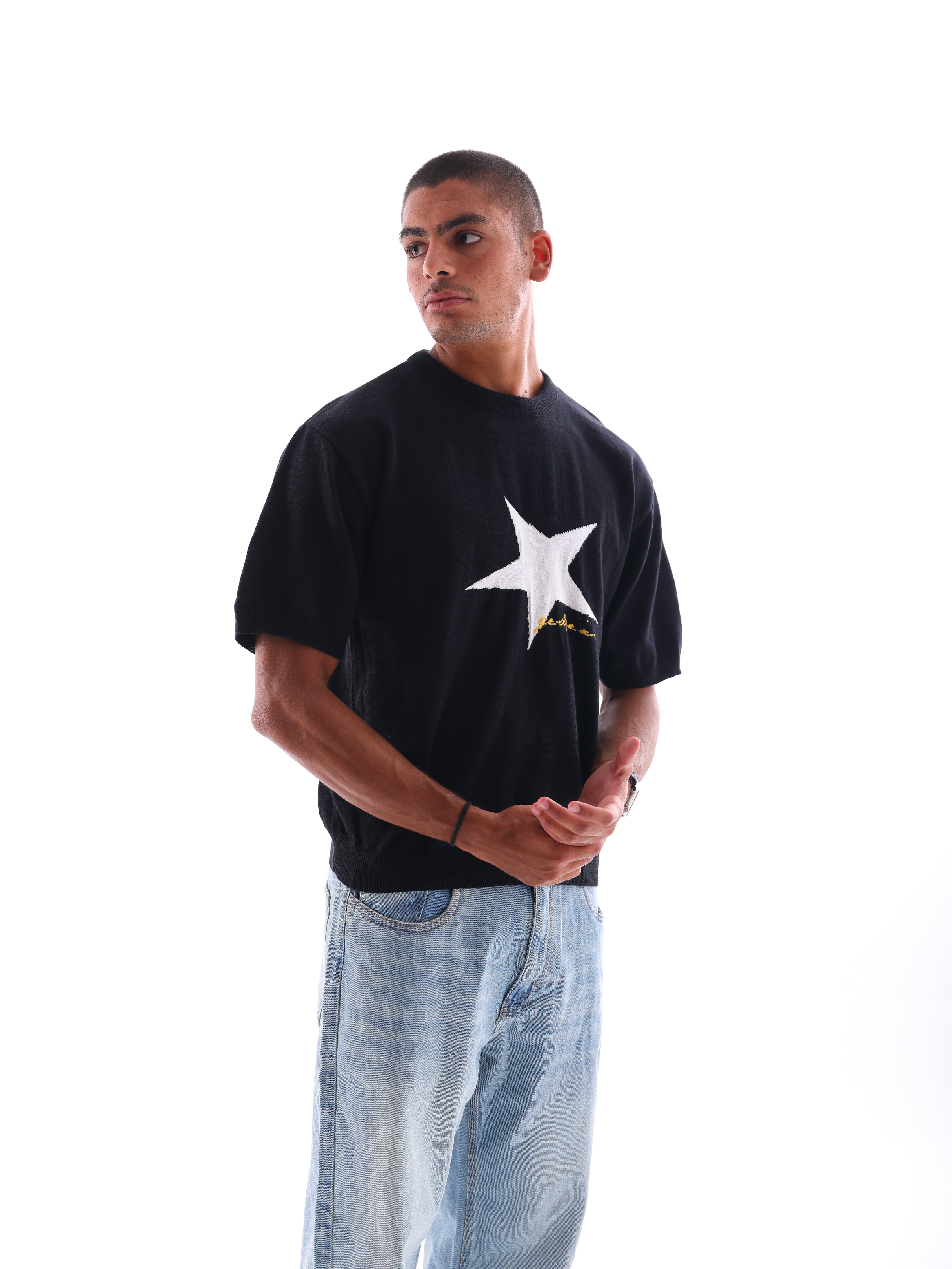 Born A Star Round Knitted T-Shirt