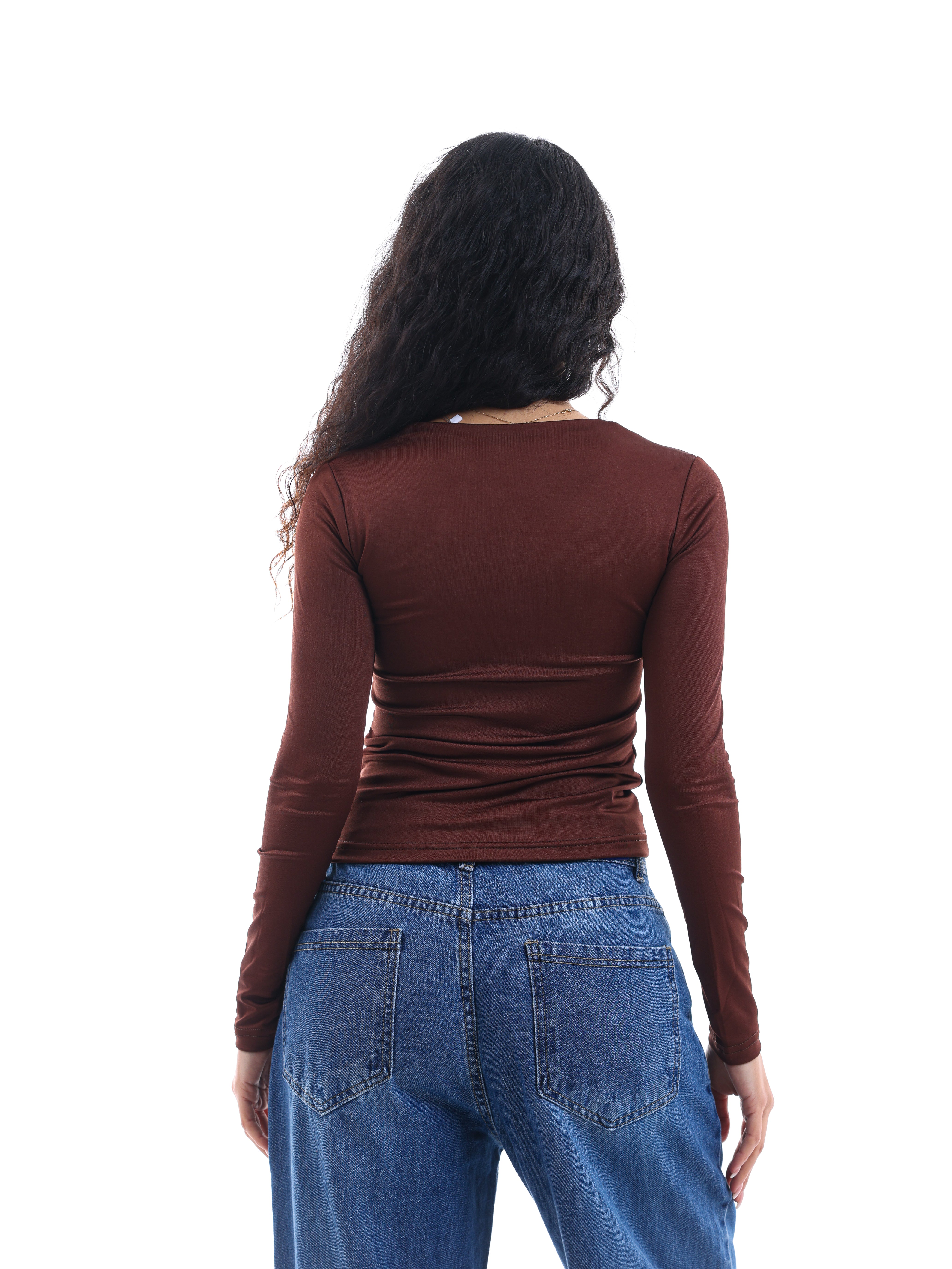 Long-Sleeve Square Neck Top