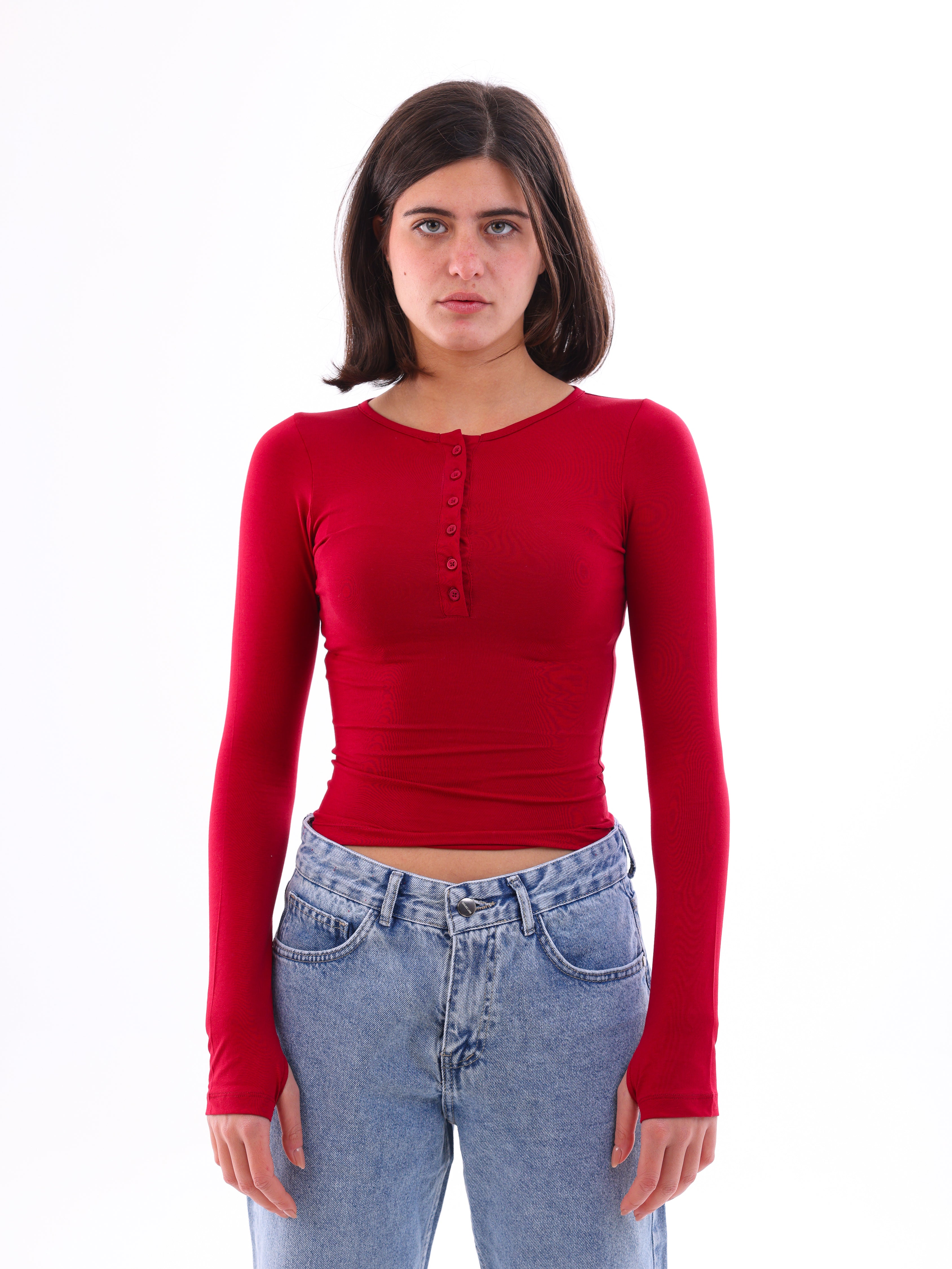 Buttoned Long-Sleeve Top