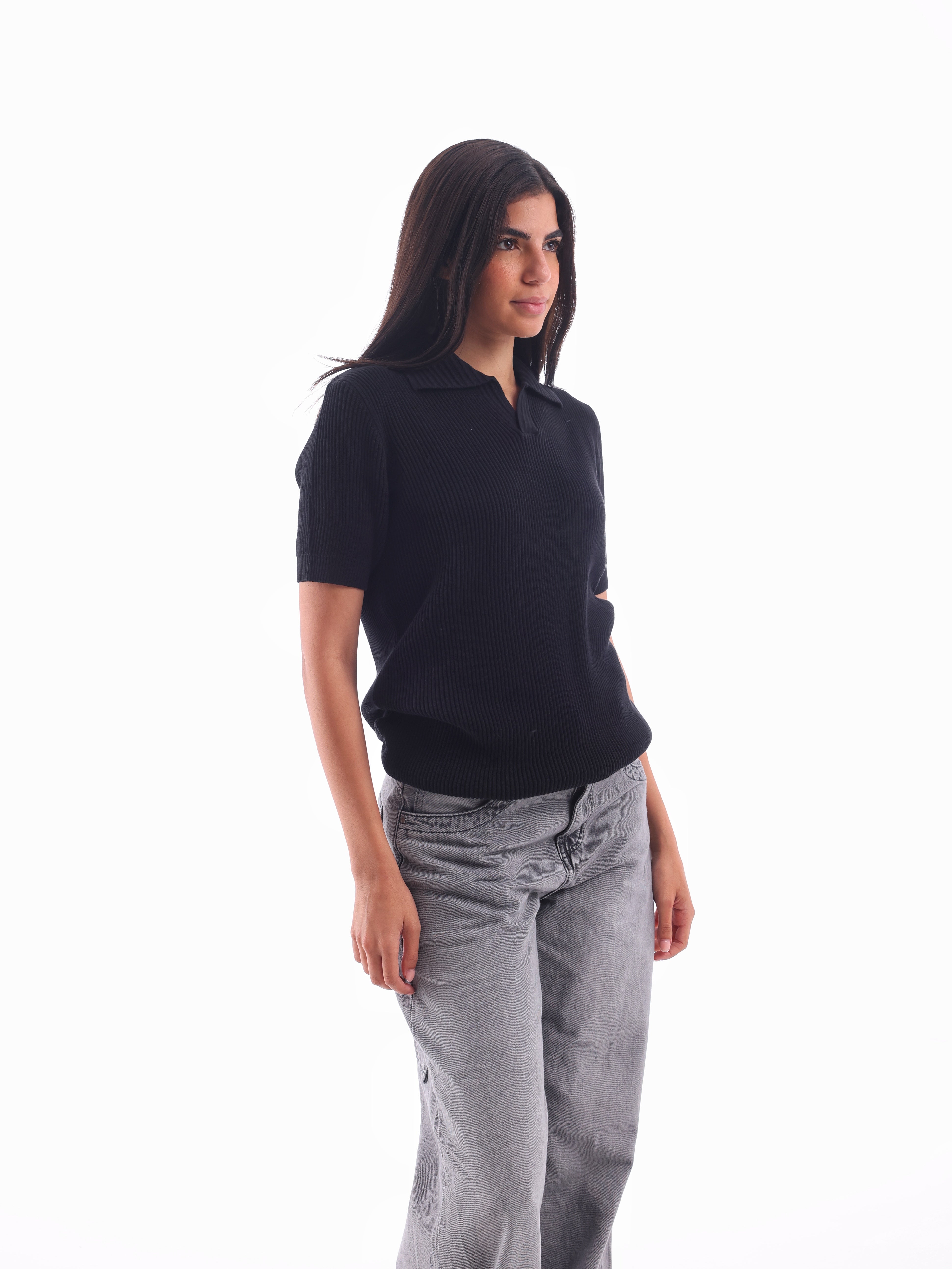 Textured Rib Knit Polo
