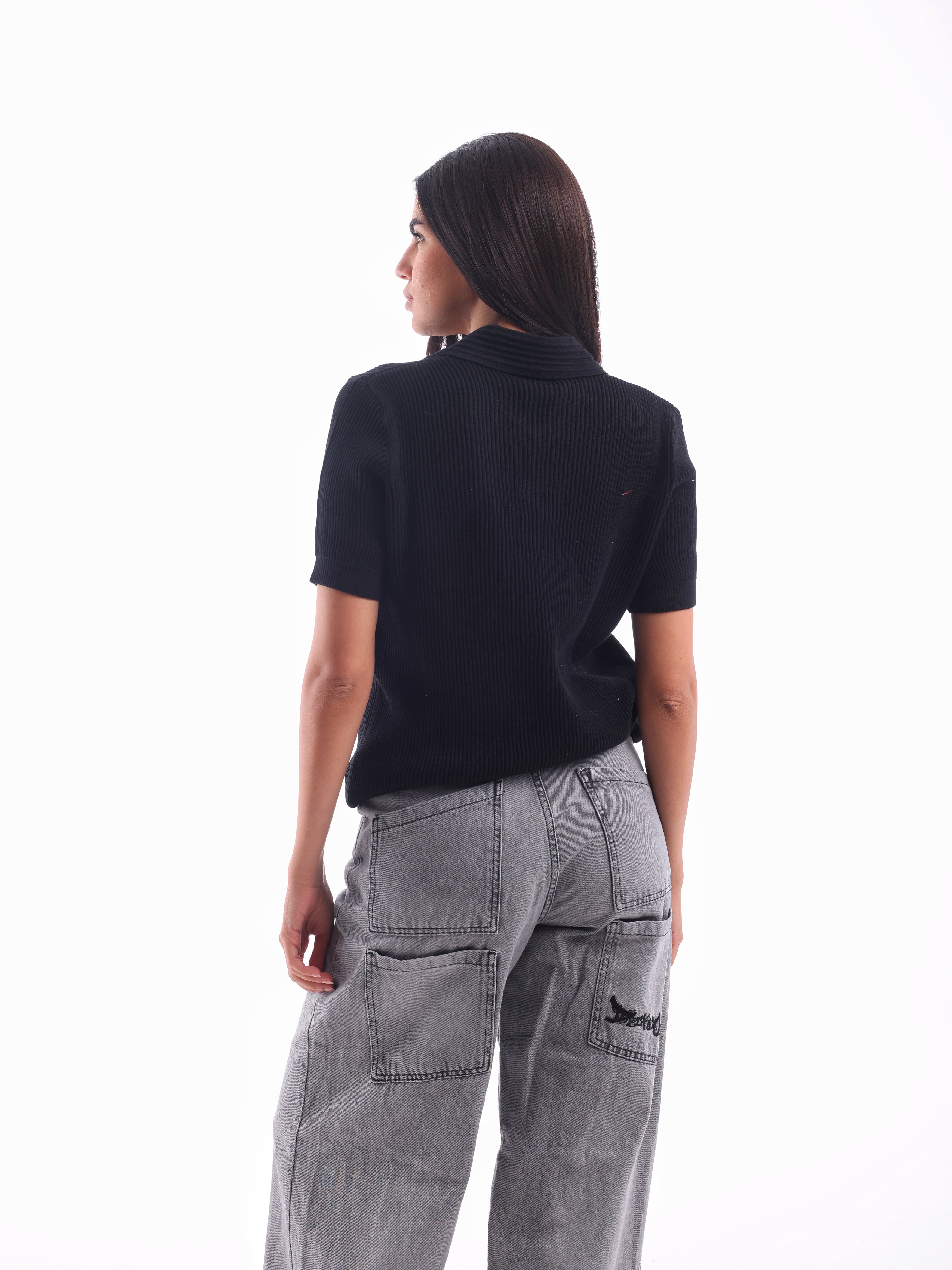 Textured Rib Knit Polo