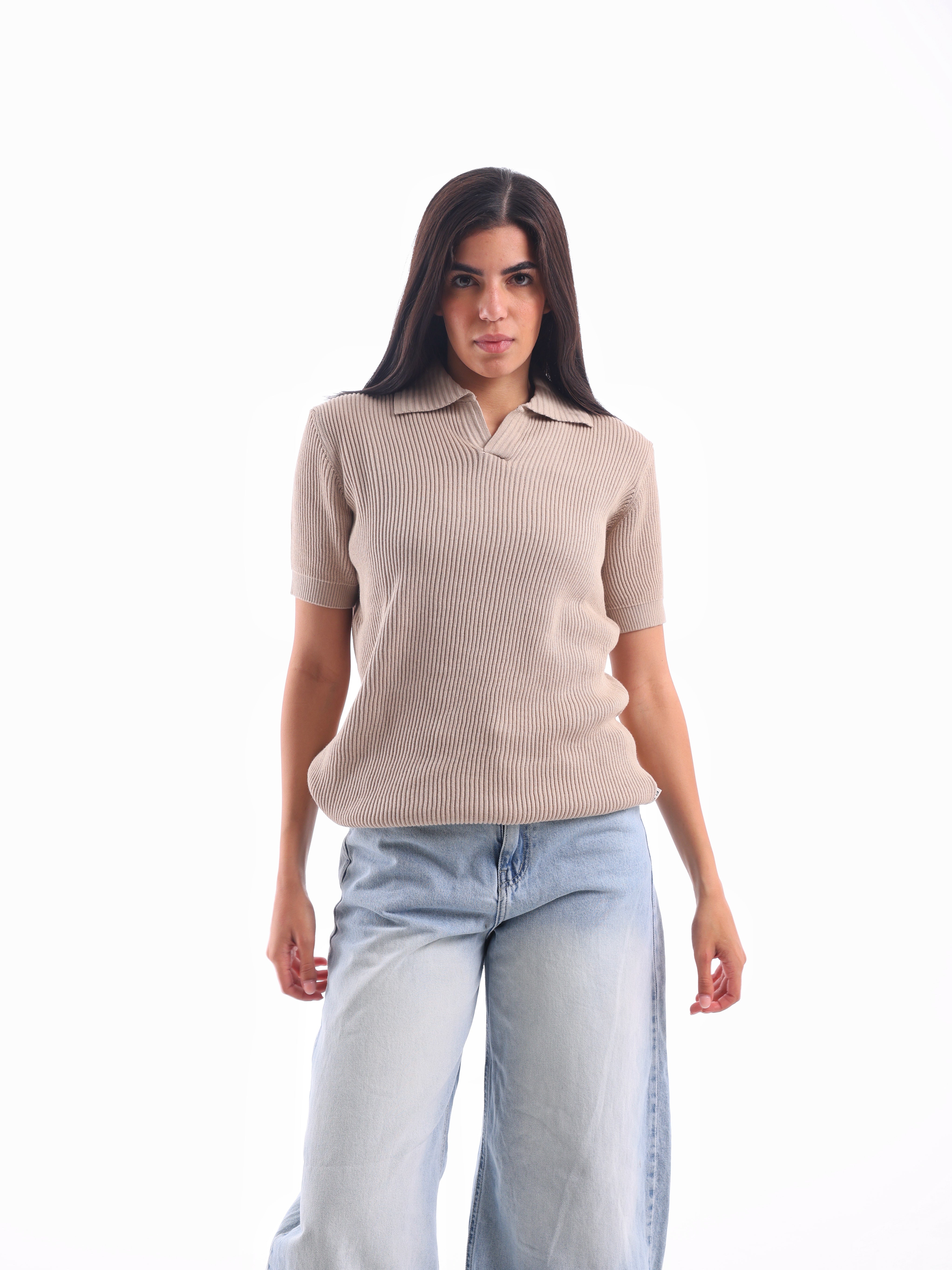 Textured Rib Knit Polo