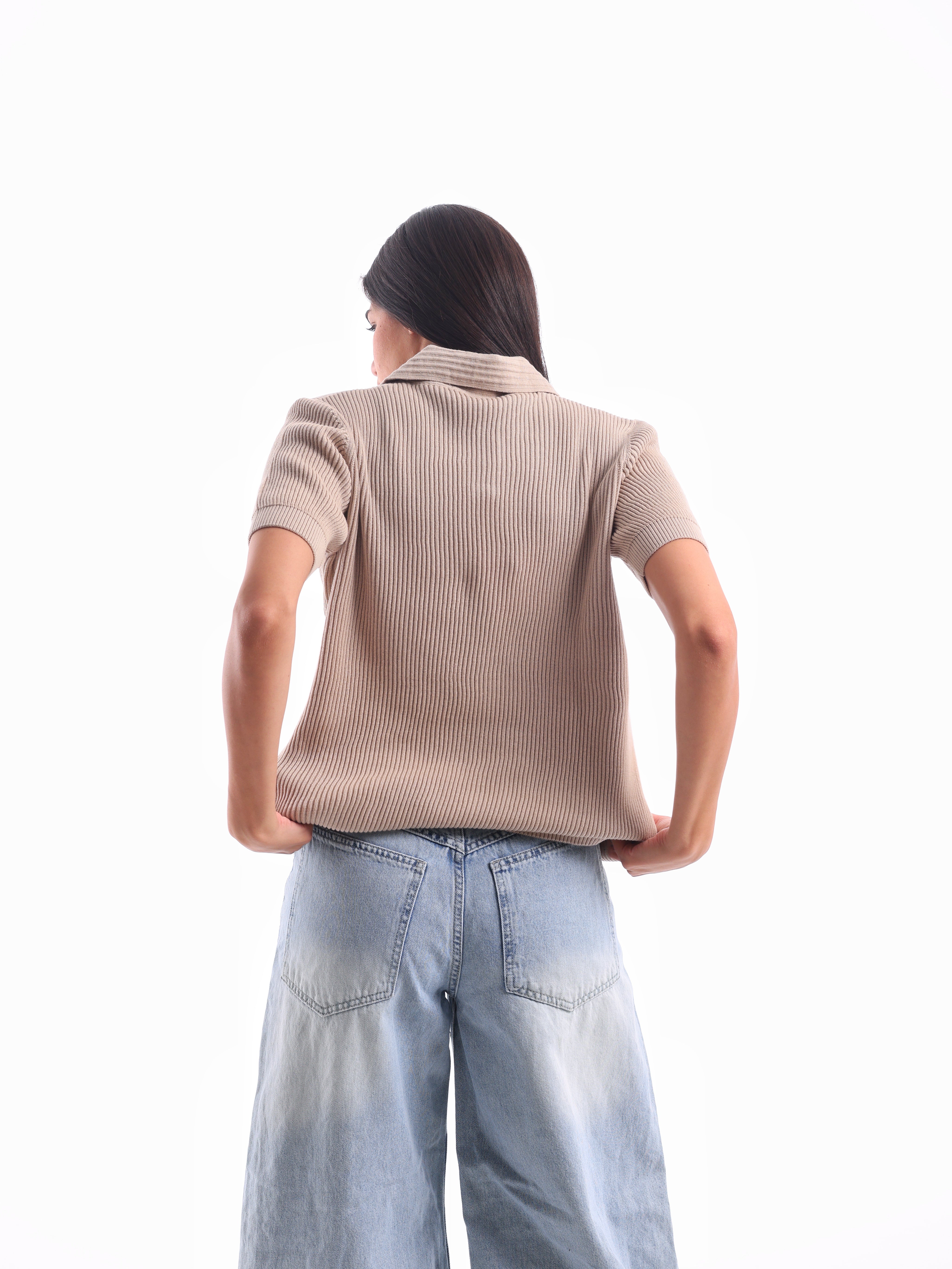 Textured Rib Knit Polo