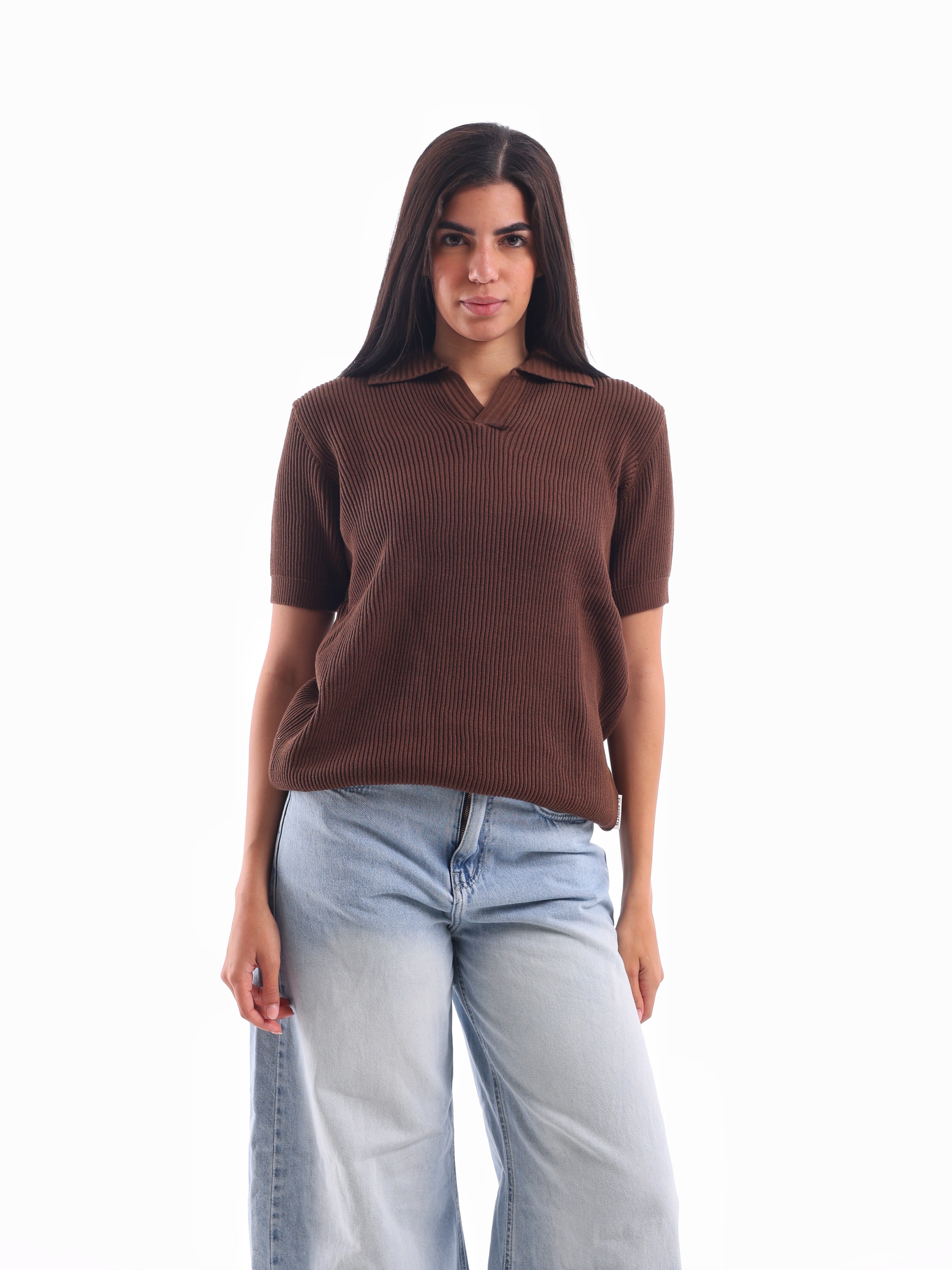 Textured Rib Knit Polo