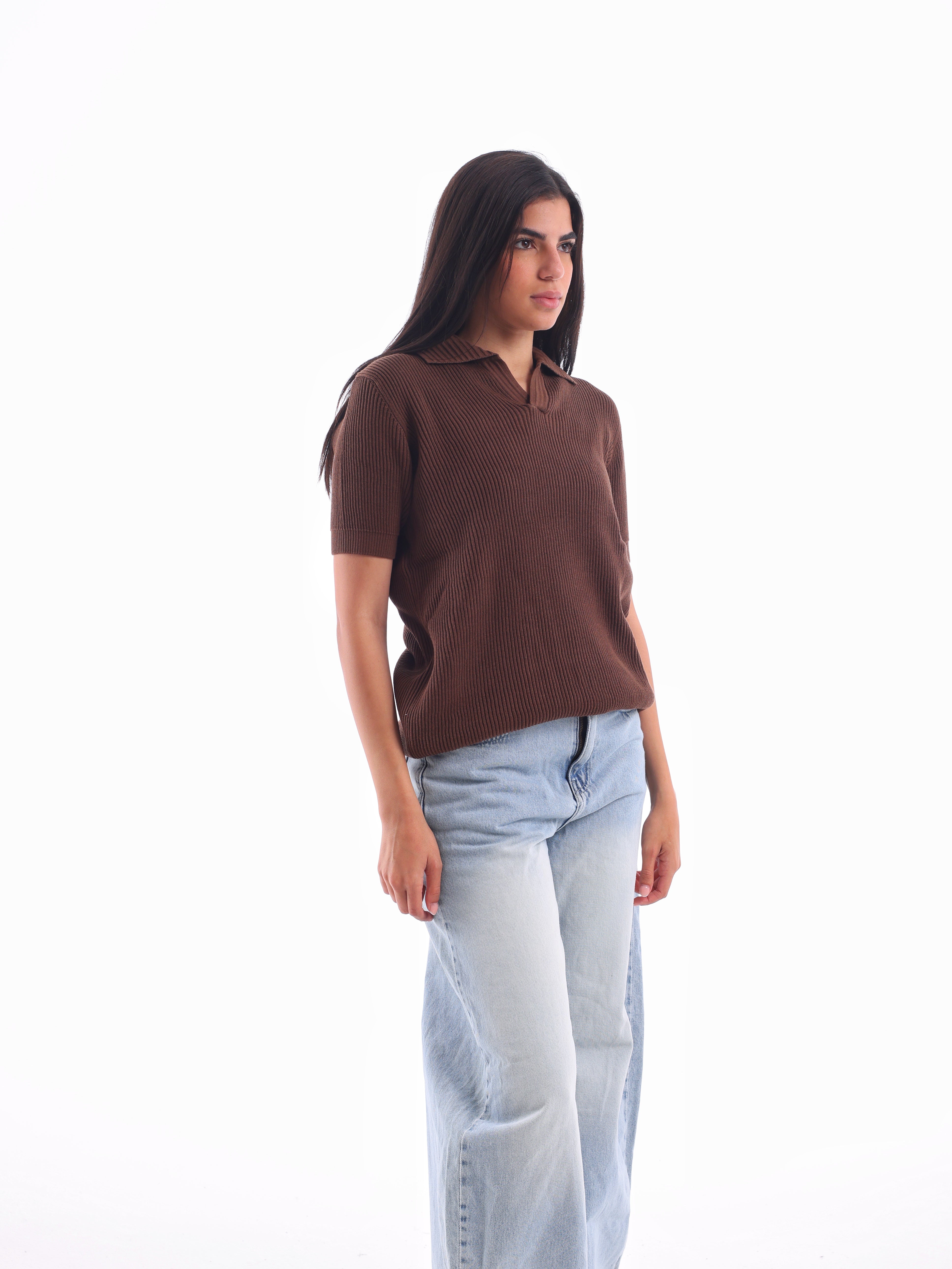 Textured Rib Knit Polo