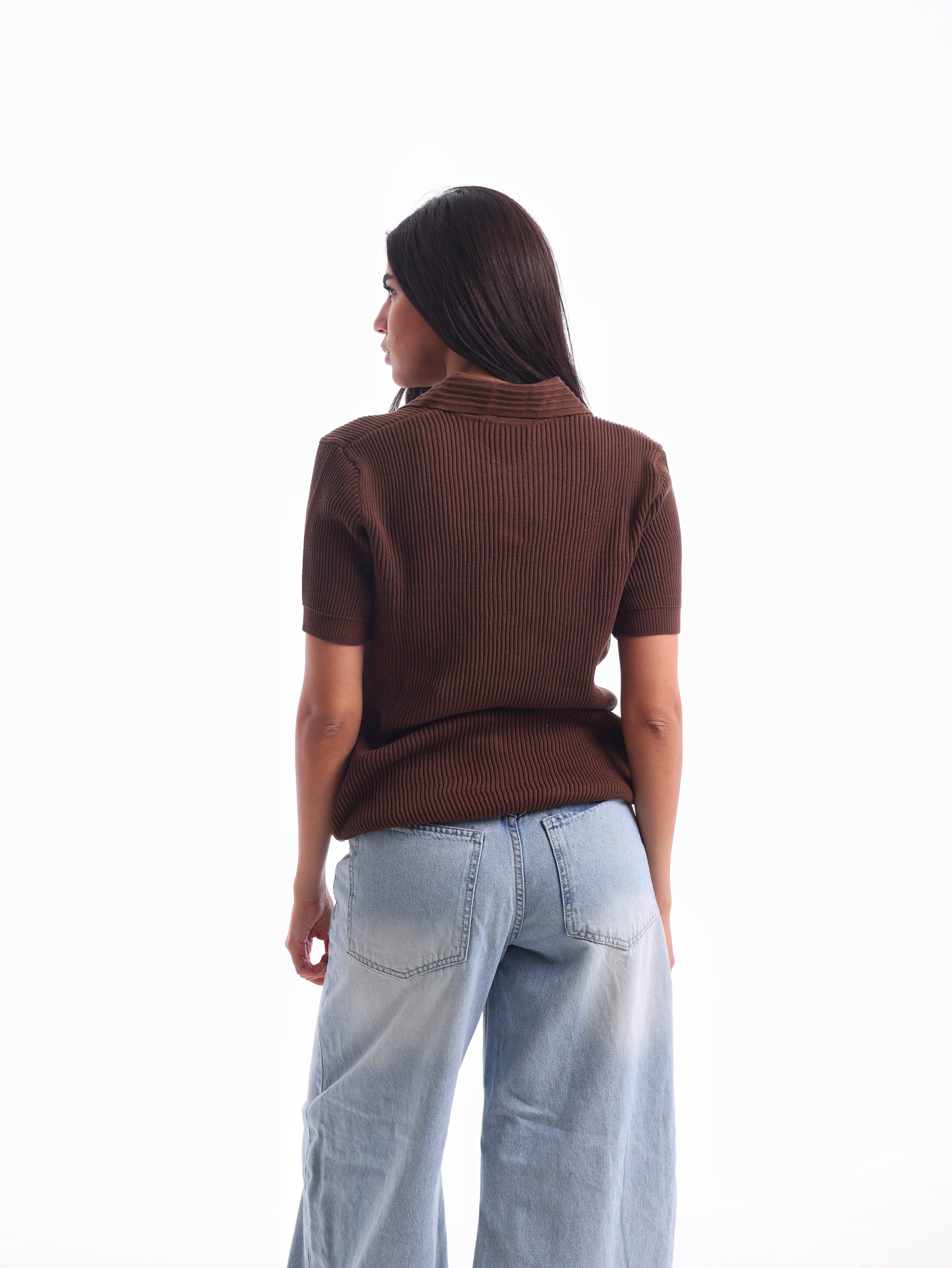 Textured Rib Knit Polo