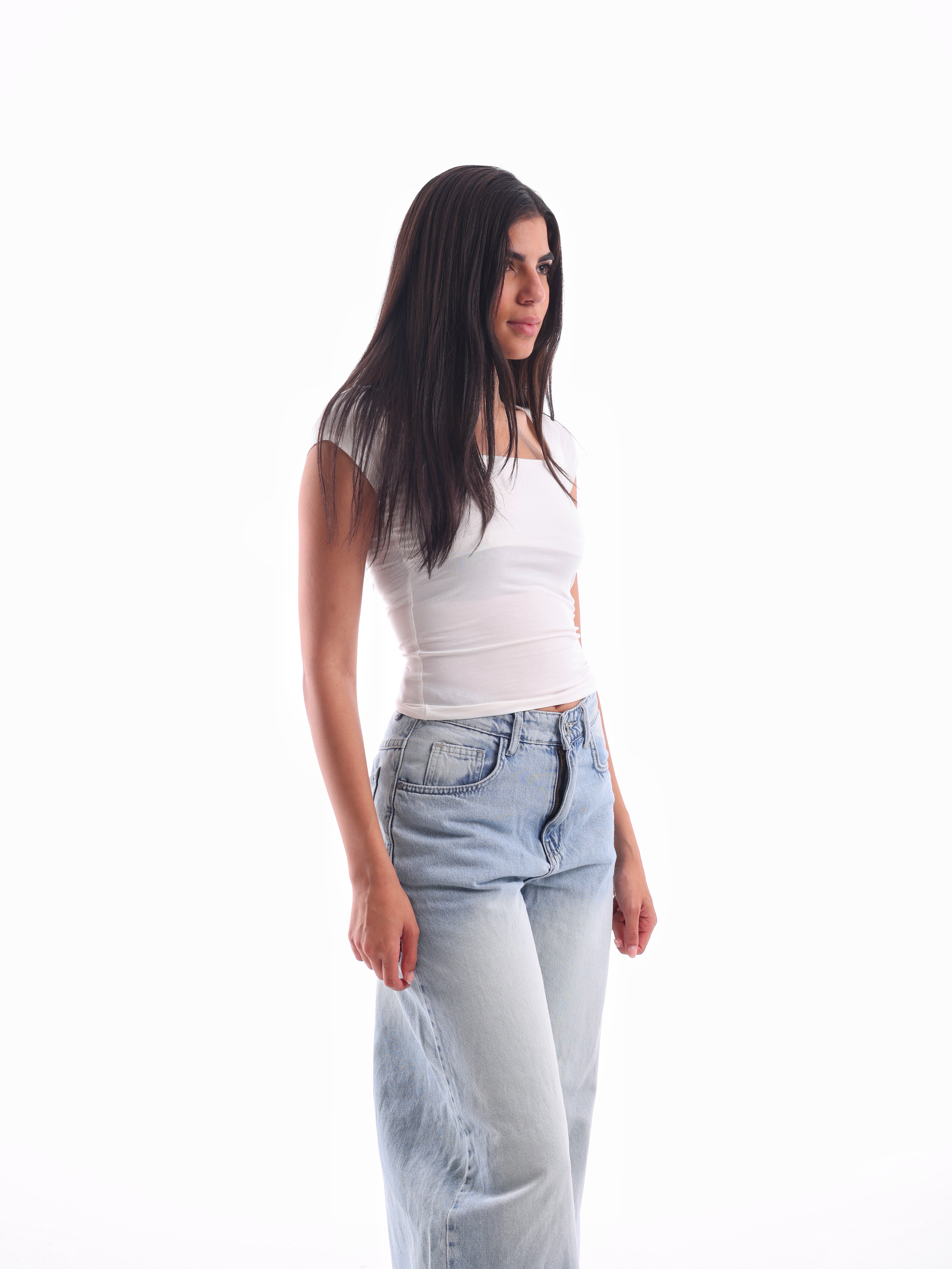Scooped Quarter-Sleeve Top